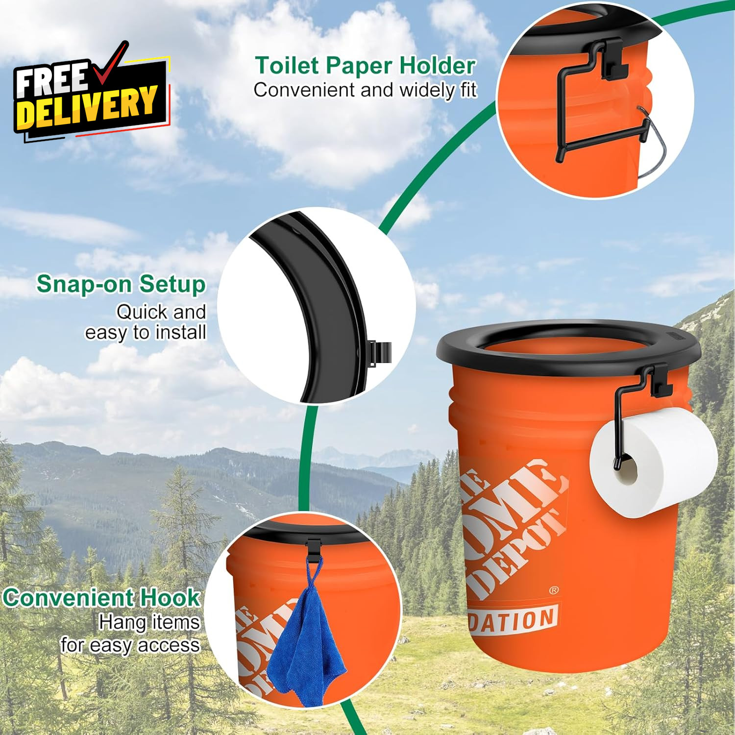 Bucket Toilet Seat Portable Toilet Seat for 5 Gal Buckets Camping Toilet Seat…