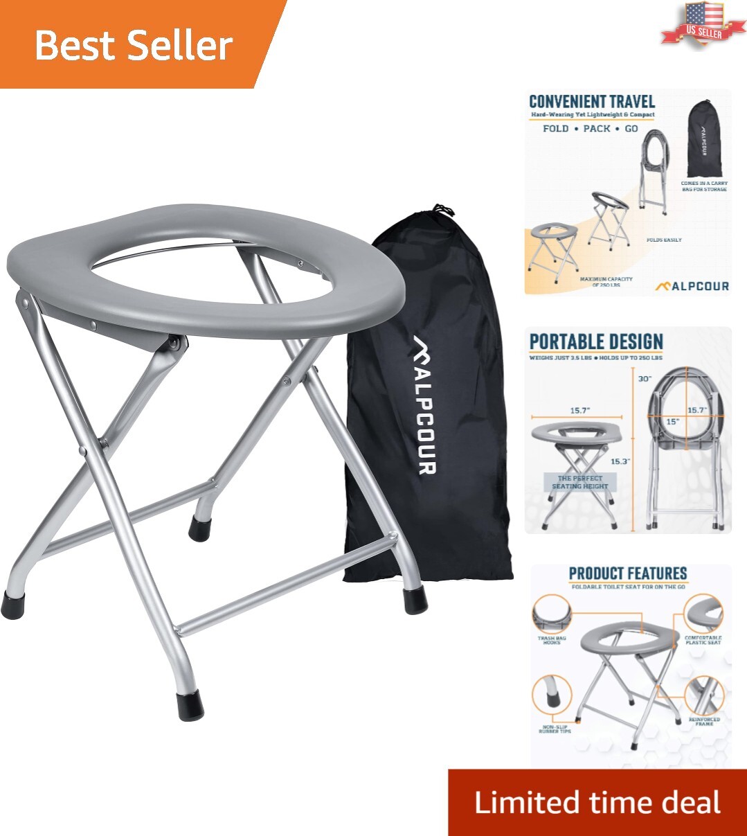 Portable Toilet Seat – Heavy-Duty & Convenient – Ideal for Camping & Emergencies