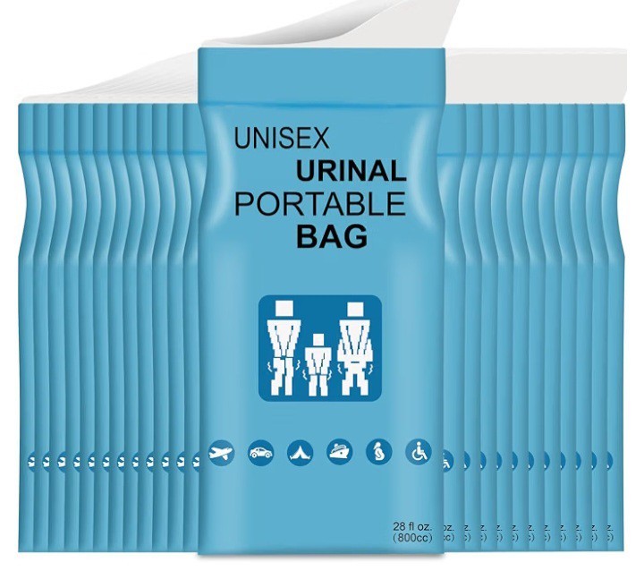 24 Pack Portable Disposable Unisex Urinal Bags with Absorbent Pad