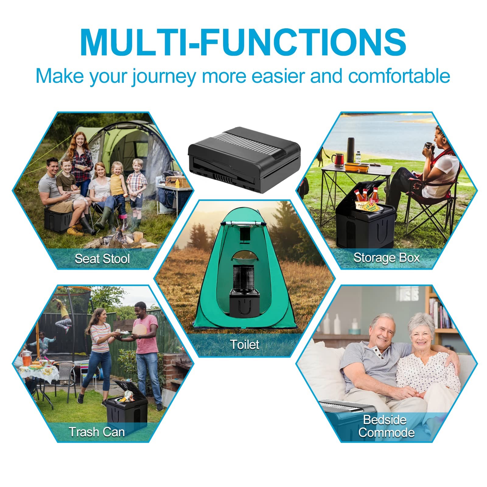 Portable Camping Toilet Foldable Travel Potty Heavy Duty Indoor Outdoor Commode