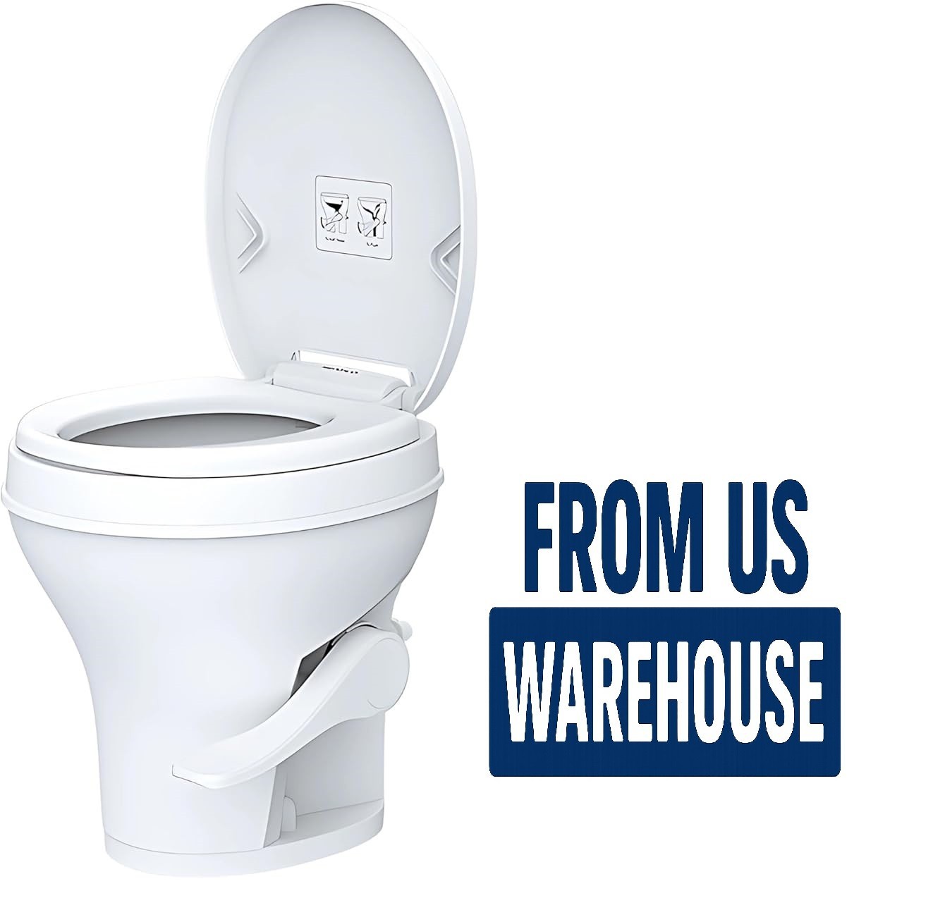 SEAFLO Residential Height Camper/RV Toilet, 18.5” Standard Height, Gravity Flush