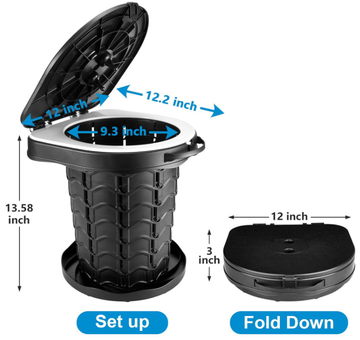 Retractable Portable Toilet Camping Toilet – Adjustable Height Camp Toilet Porta
