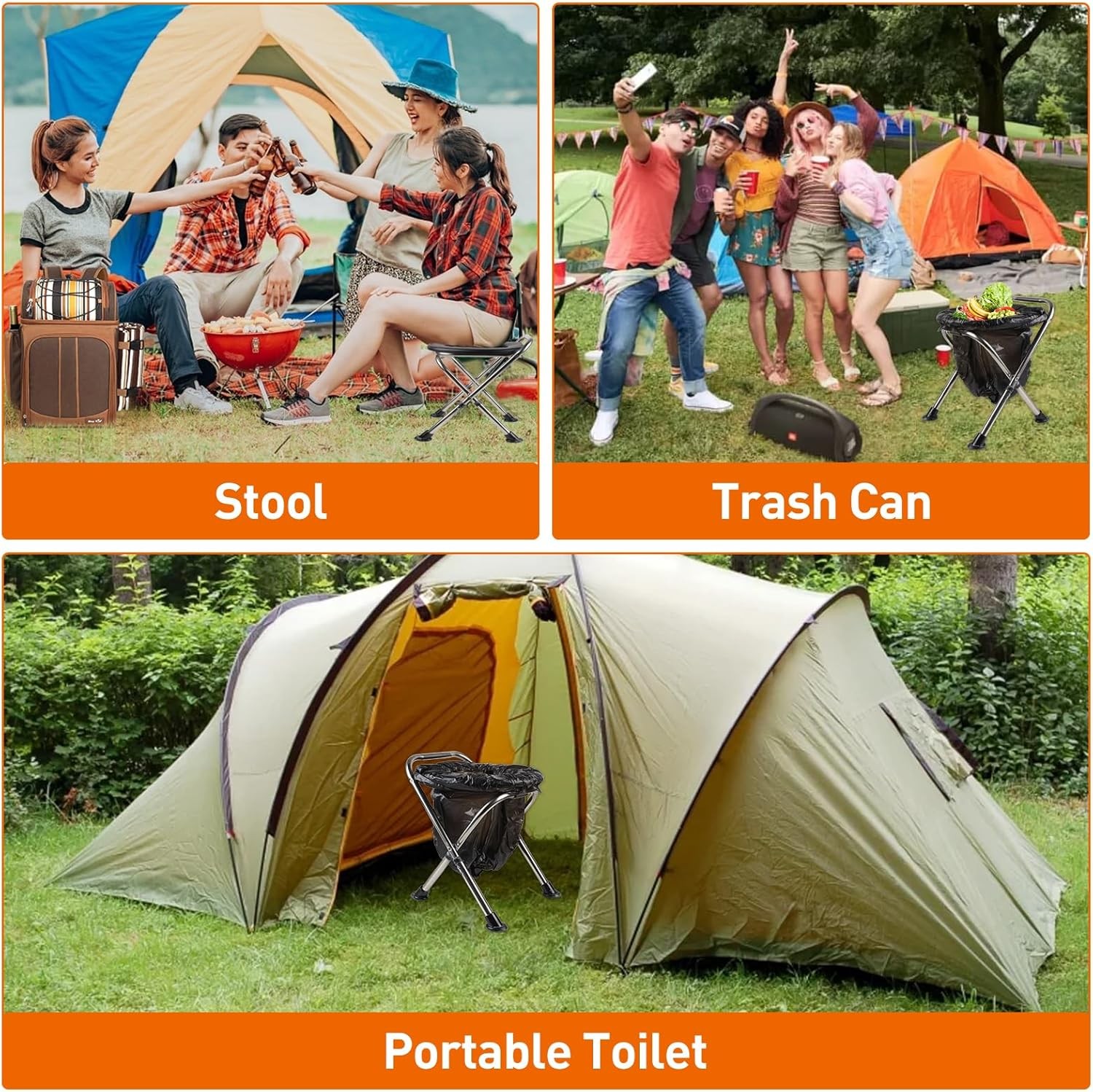 Portable Toilet for Camping, Height Adjustable Travel Portable Potty for Adults,