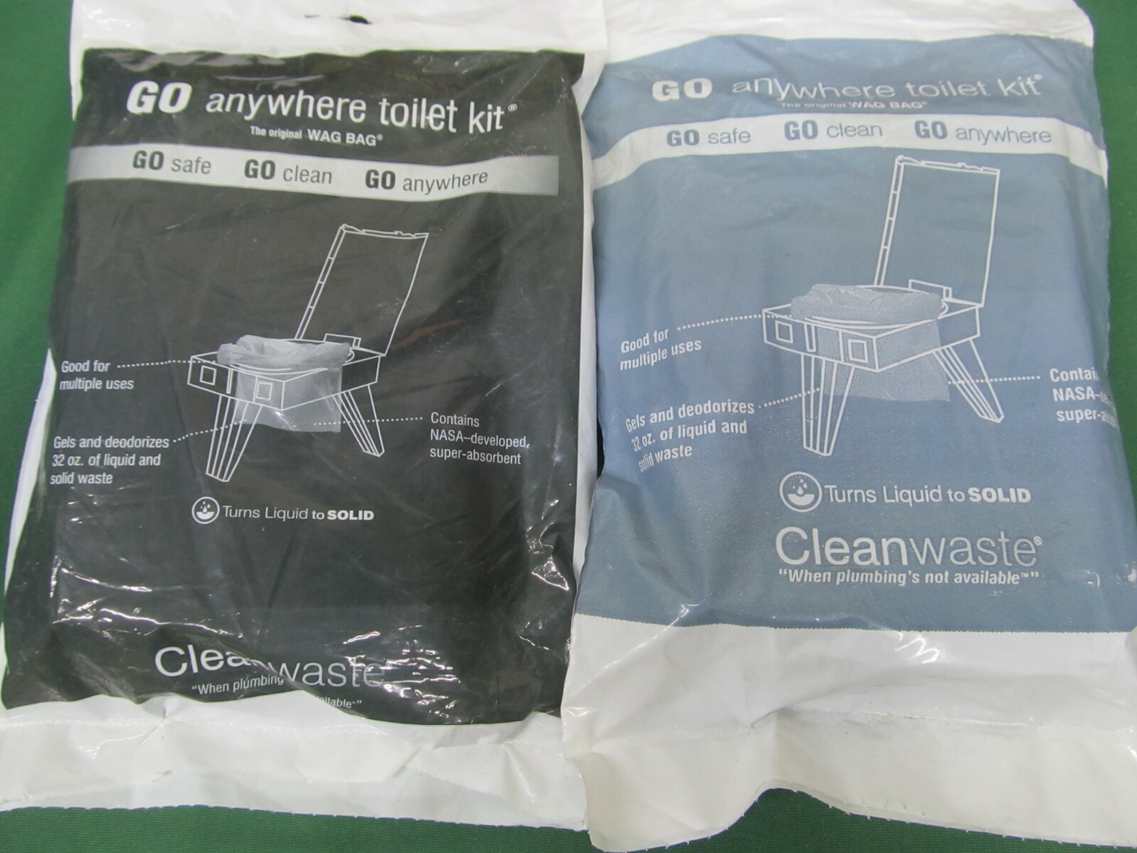CLEANWASTE GO ANYWHERE TOILET WASTE KITS WAG BAG PORTABLE CAMPING HIKING 12 PACK