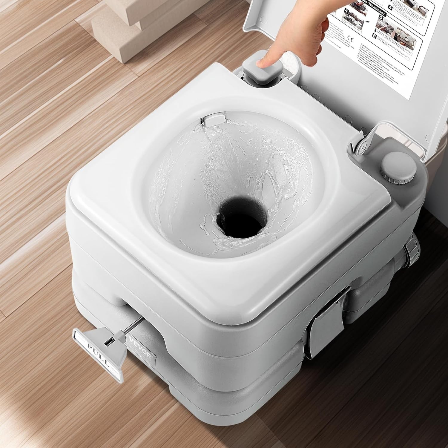 Portable Camping Toilet with 3.2 Gal Waste & Flush Tanks, Pressurized Flush, …