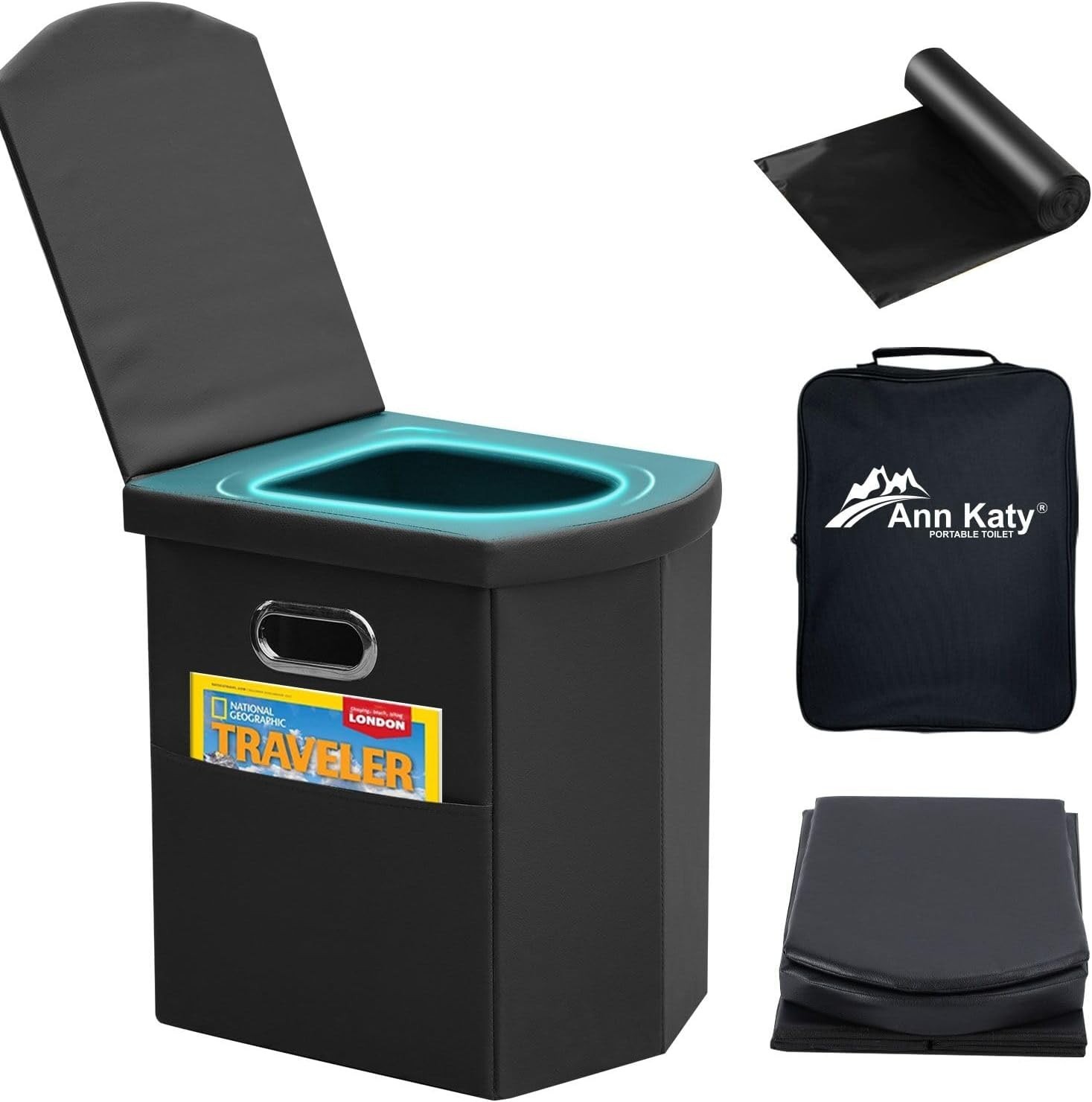 Ergonomic XL Portable Toilet – Easy to Fold & Ideal for Camping & Road Trips