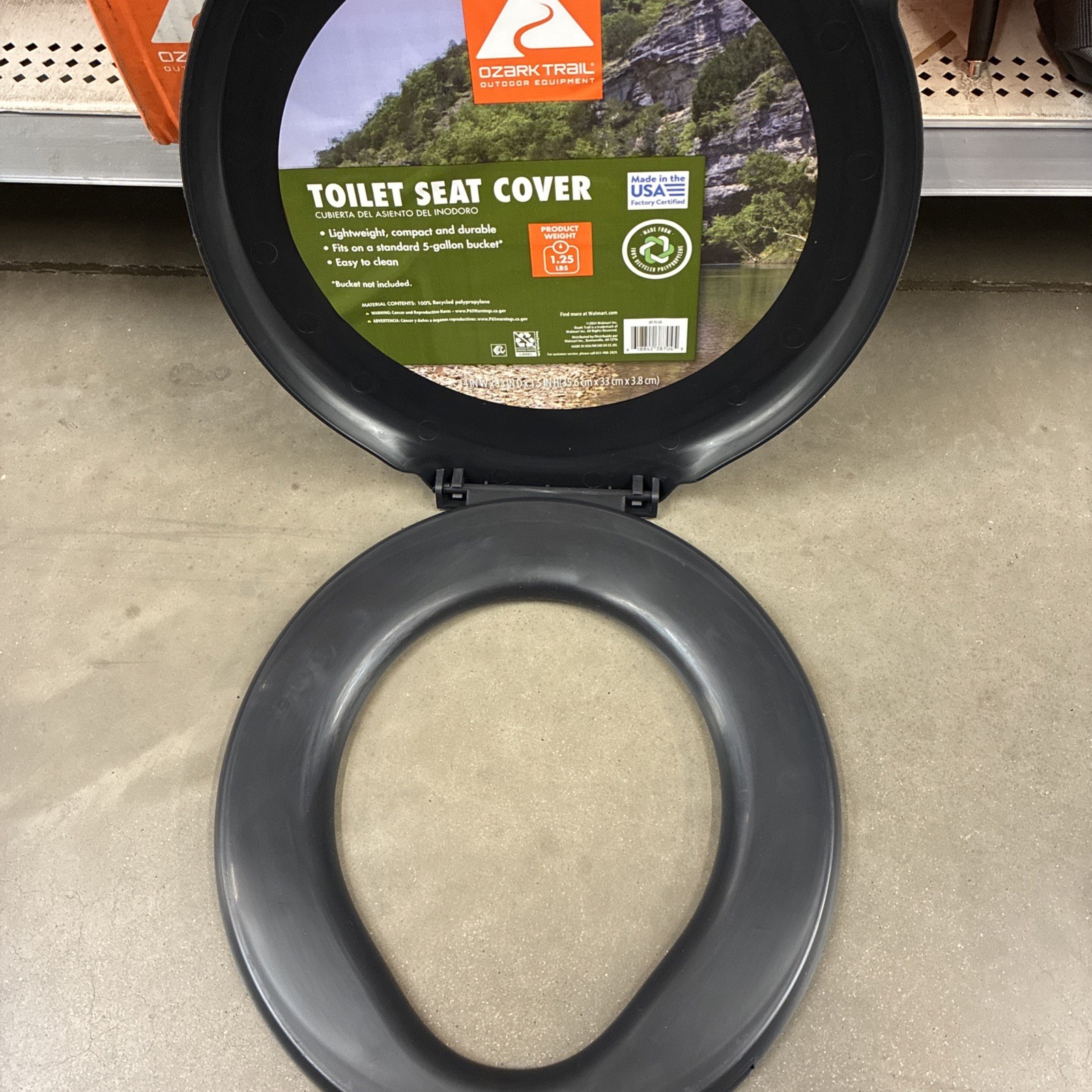 Portable Black Ozark Trail Bucket Toilet Seat Cover Camping Outdoor Travel New**