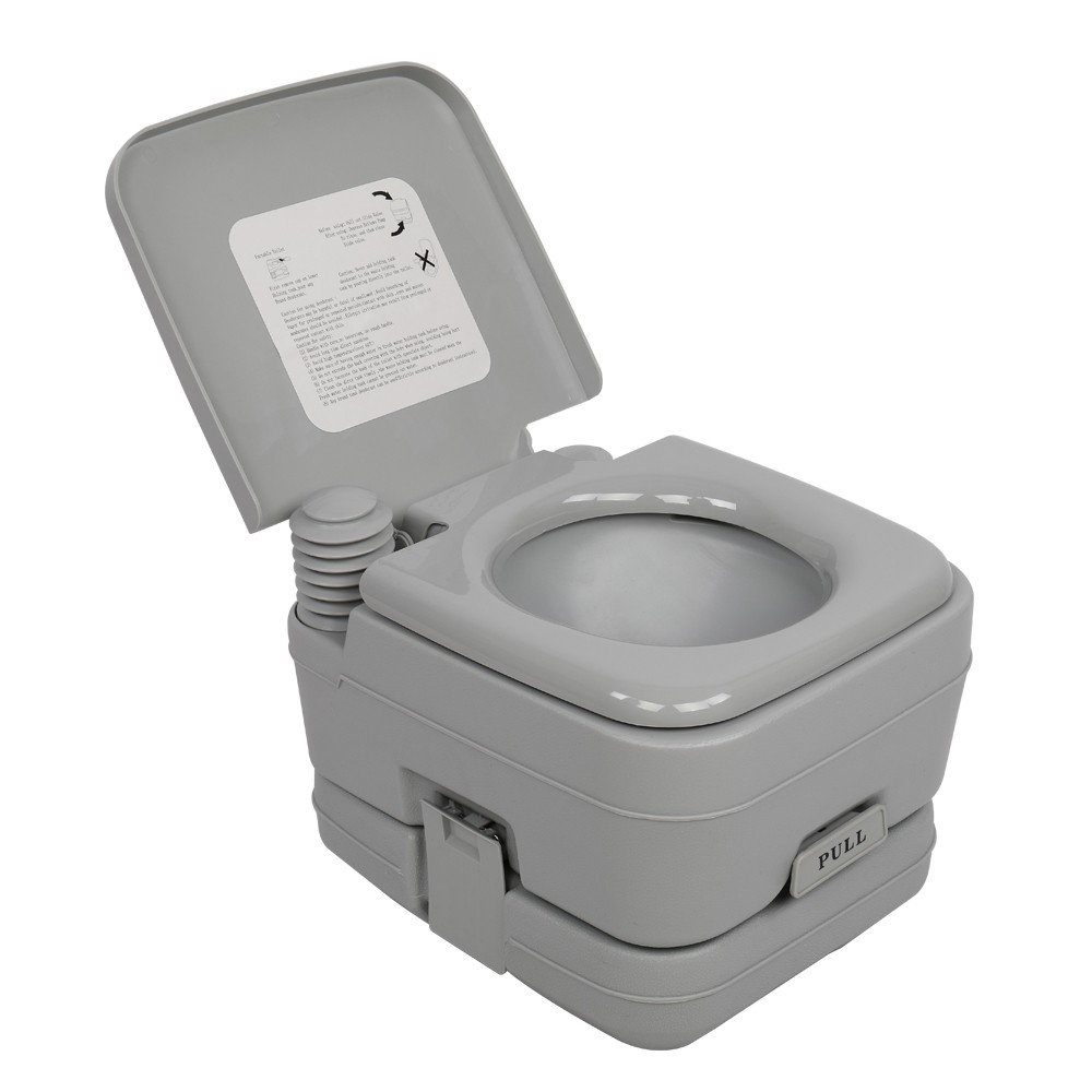 10L Portable Toilet Flush Travel Hiking Potty Camping Equipment Gray