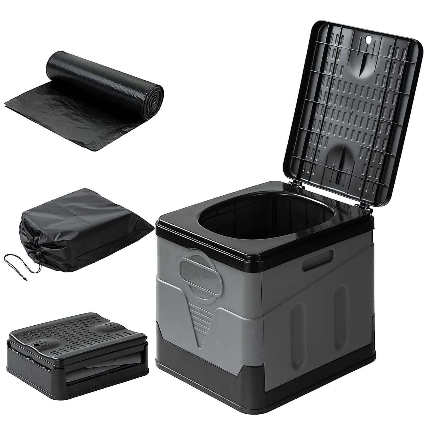 20L/5Gal Folding Toilet Outdoor Travel Camping Potty Car Toilet with Trash Bags