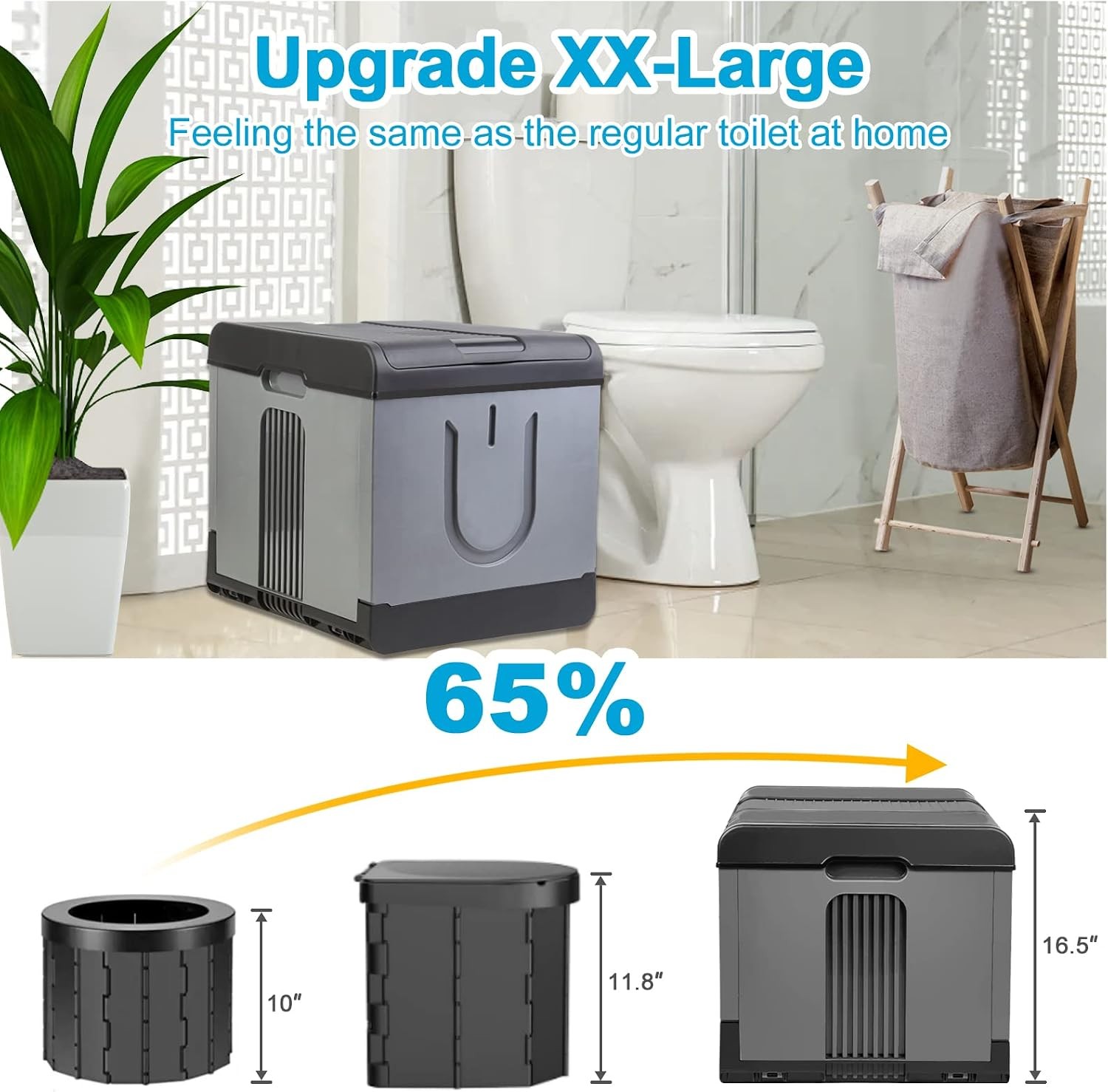 XXL Portable Toilet Camping Toilets for Car Indoor Outdoor Commode Foldable T…