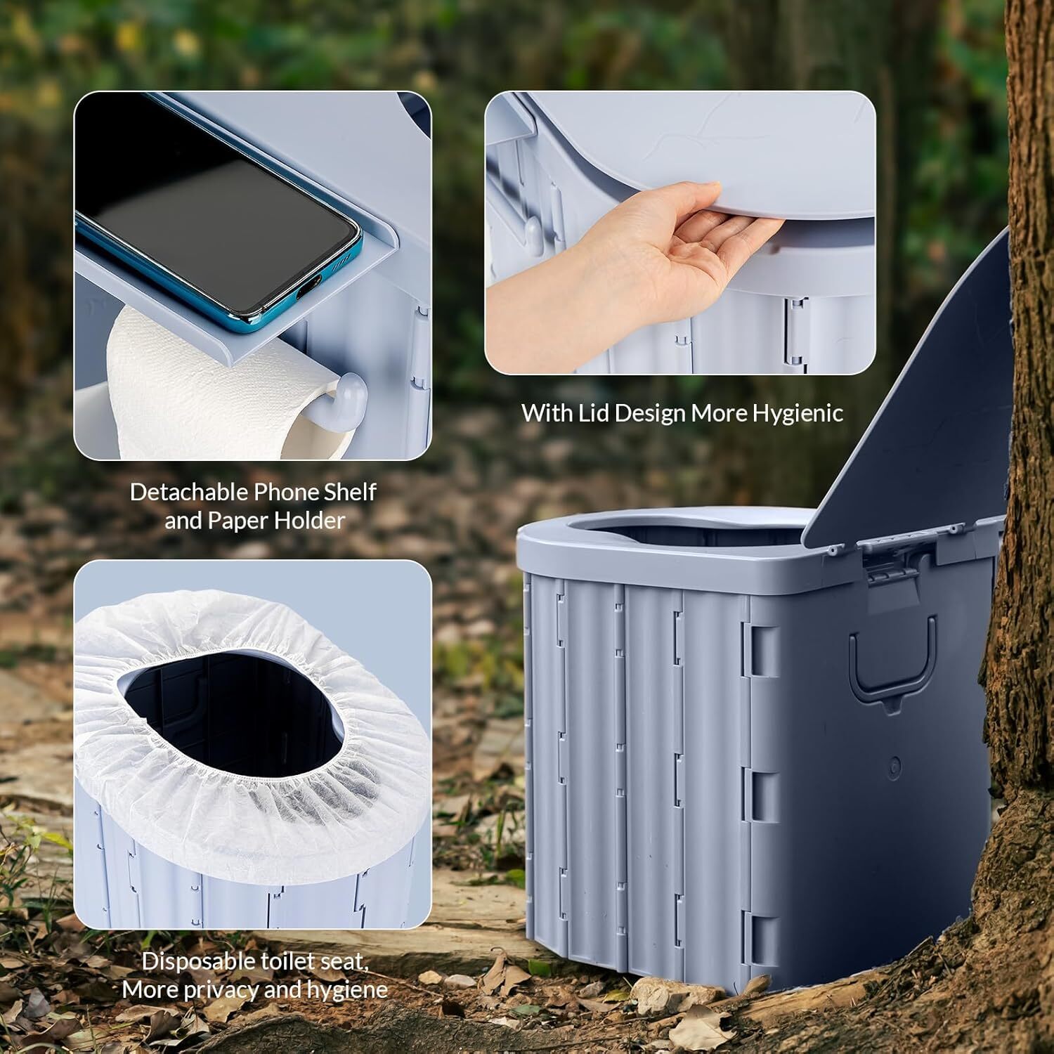 Upgrade XL Portable Toilet for Adults Extra Large Portable Travel Floding Toilet