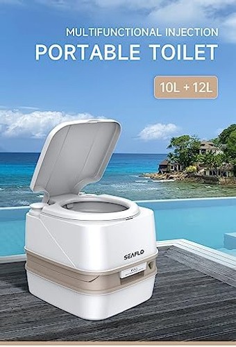 SEAFLO 12L Premium Portable Travel Toilet – 3.2 Gallon Waste Tank, 2.6 Gallon…
