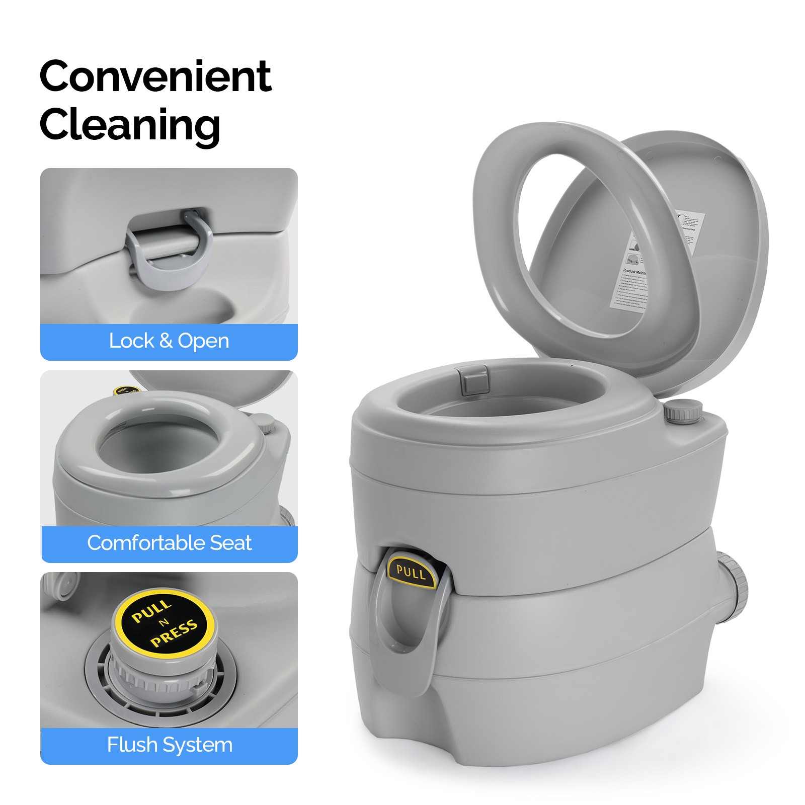 20L Camping Portable Detachable Toilet Removable for In/Outdoor Potty Commode