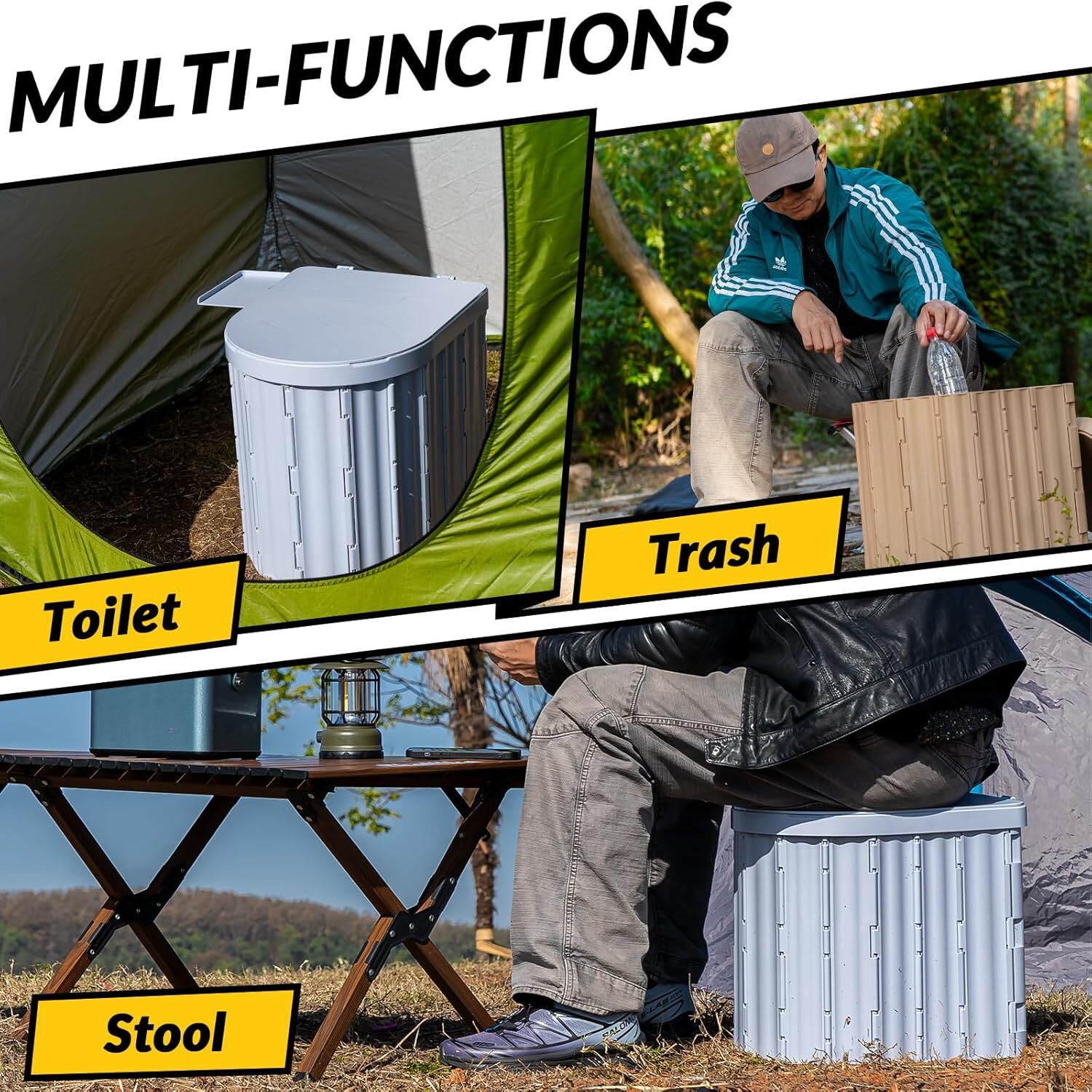 Upgrade XL Portable Toilet for Adults Extra Large Portable Travel Floding Toilet