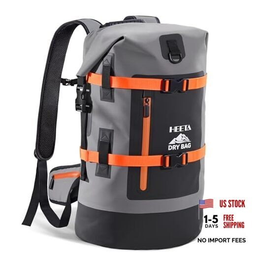 Dry Bags Waterproof Backpack for Men & Women, Roll Top Heavy Duty 40L Grey