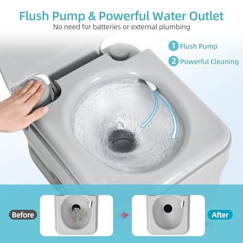 3.17 Gallon Portable Toilet for Camping, RV Travel Potty 3.2Gal-Standard Gray