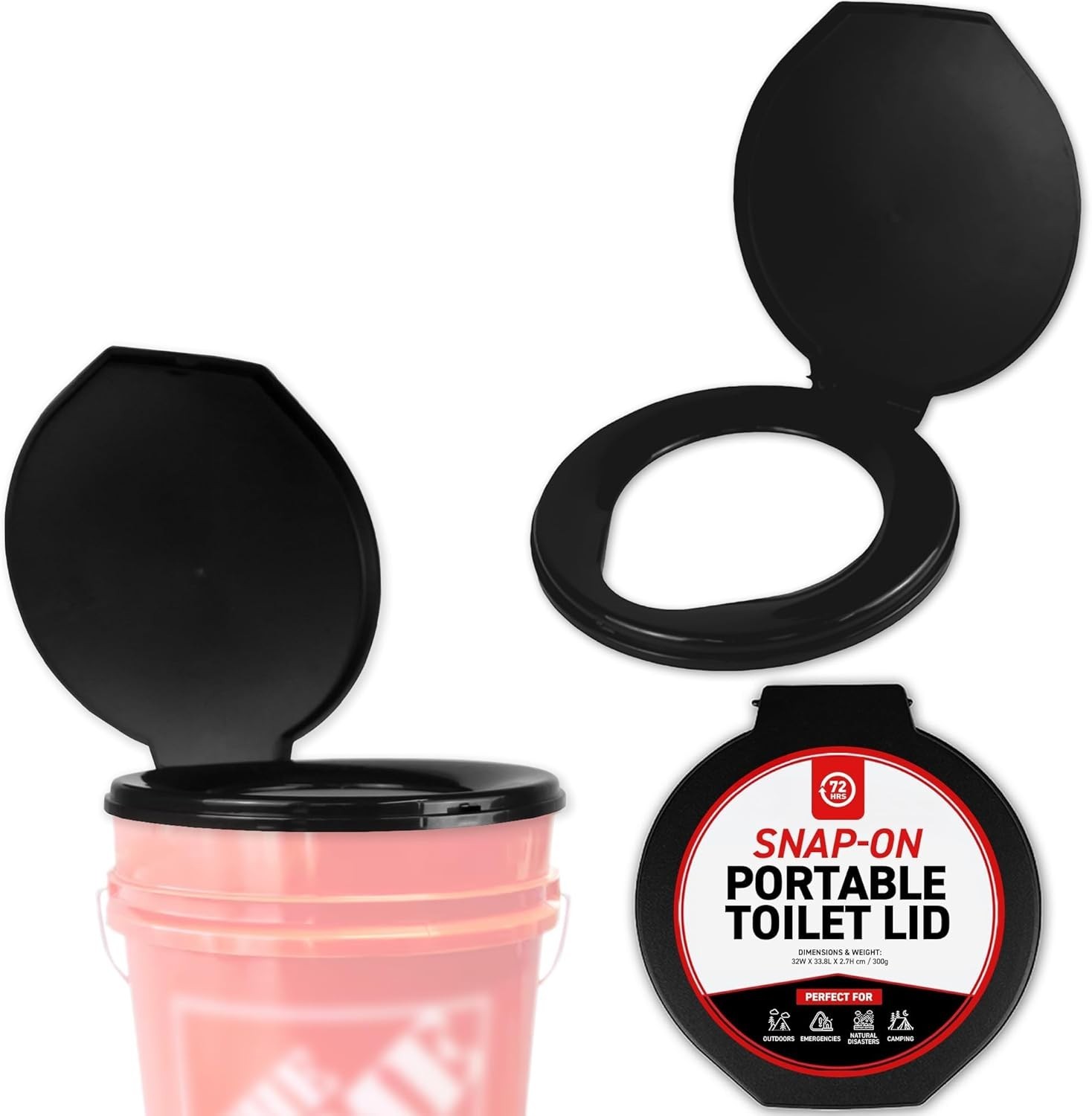 Premium Portable Camping Toilet Seat with Lid for Camping, Hiking, Emergencies –