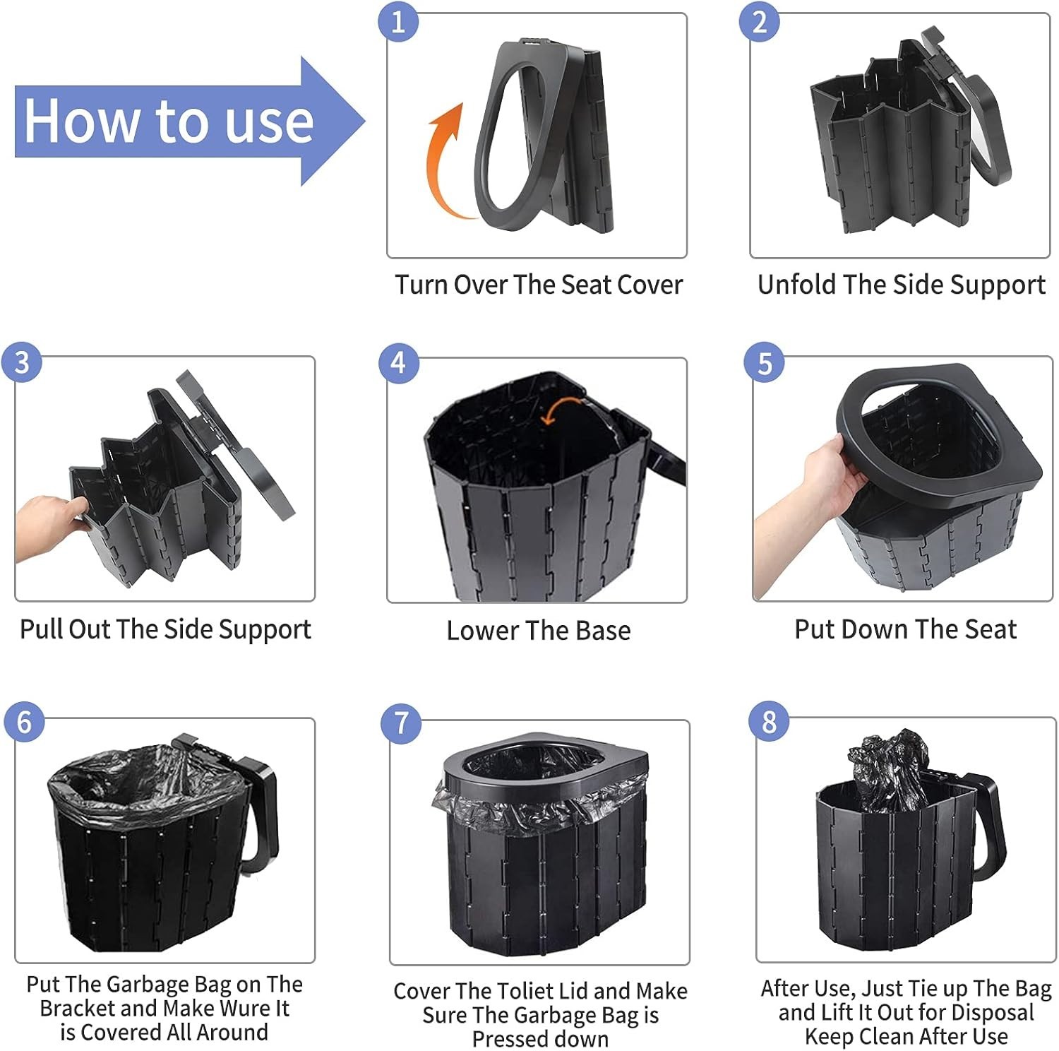 Lightweight Travel Commode for Camping, Beach & Emergency Use – 400 lbs Capacity