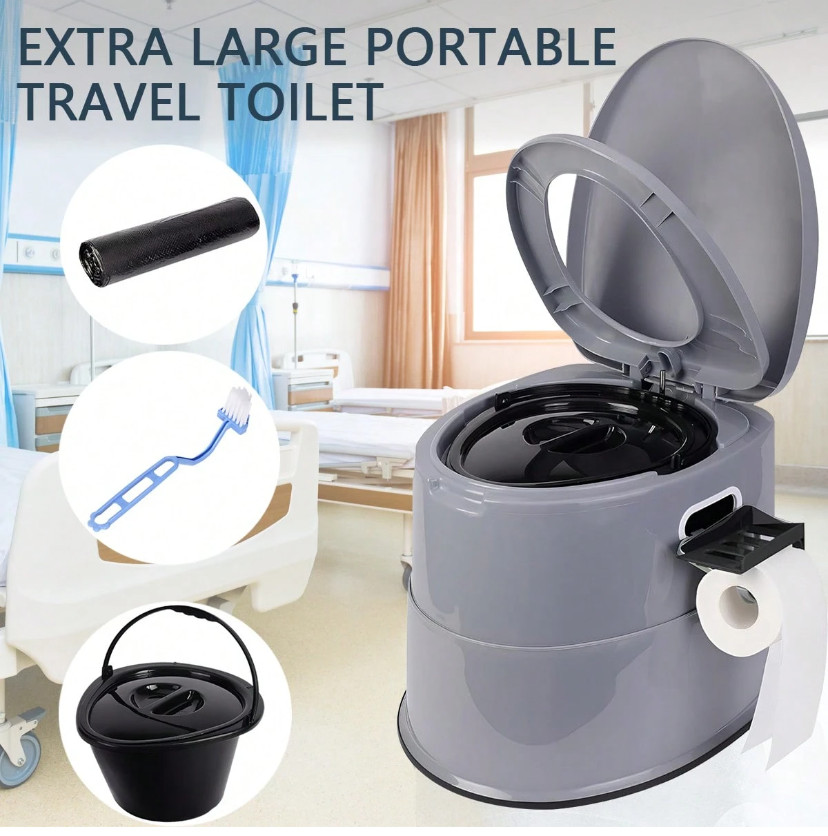 Portable Camping Toilet Jumbo Porta Potty w Removable Bucket RV Travel