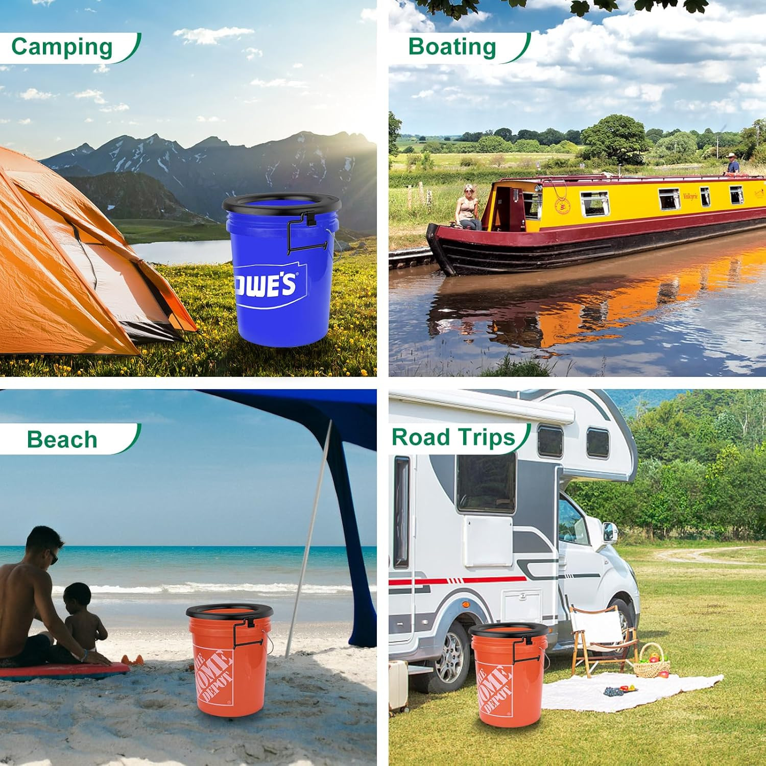 Bucket Toilet Seat, Portable Toilet Seat for 5 Gal Buckets, Camping Toilet Seat,