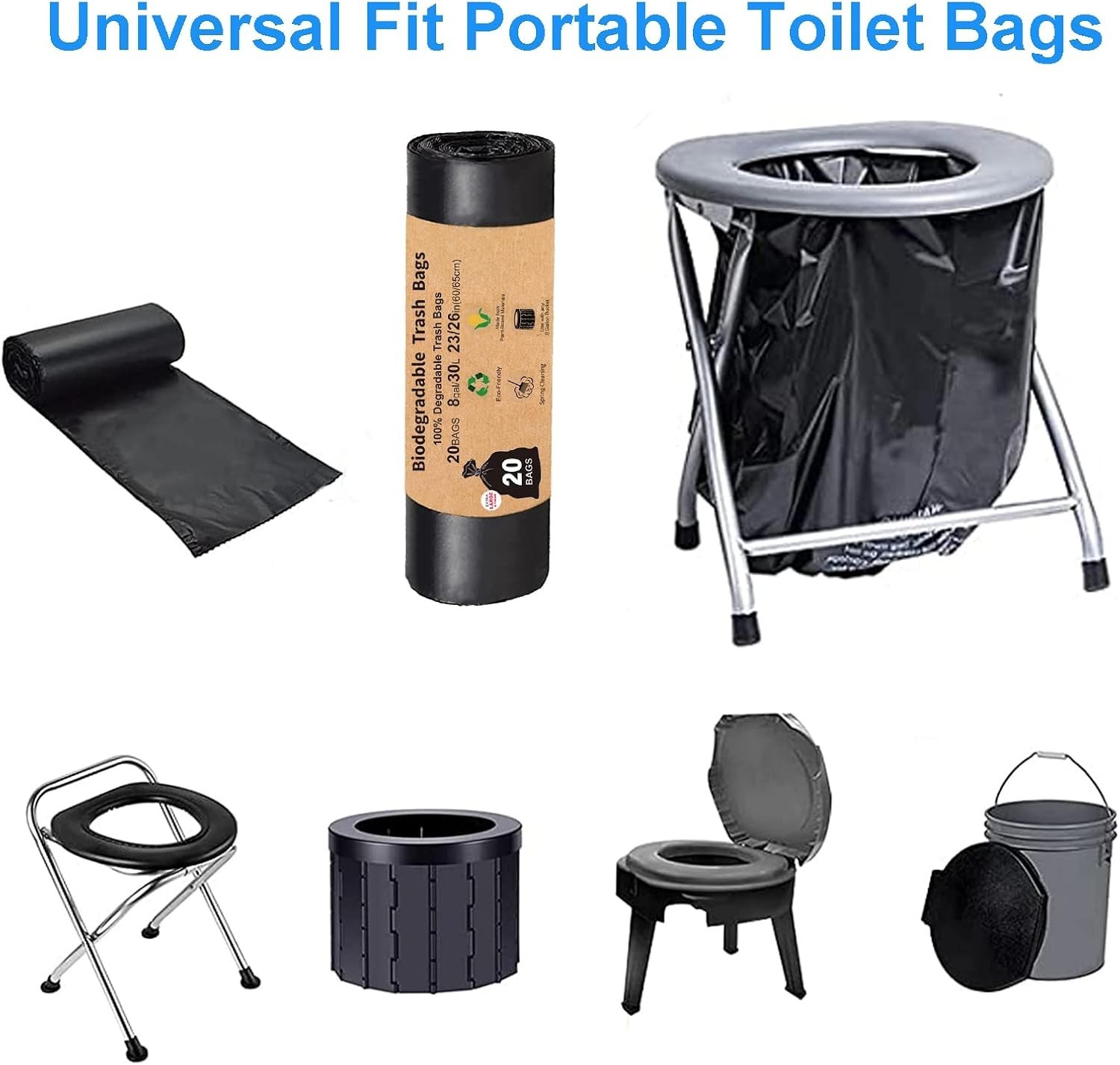 Durable Compostable Toilet Bags for Camping – 40 Count, Unscented, 30 Liter
