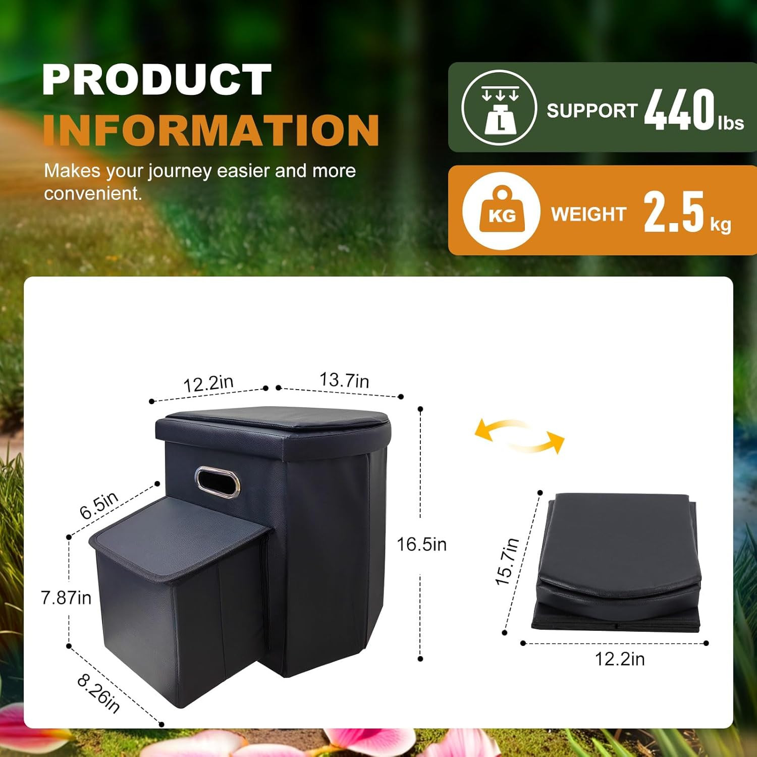 Upgrade XL Portable Toilet for Adults, Extra Large Portable Travel Floding Toile