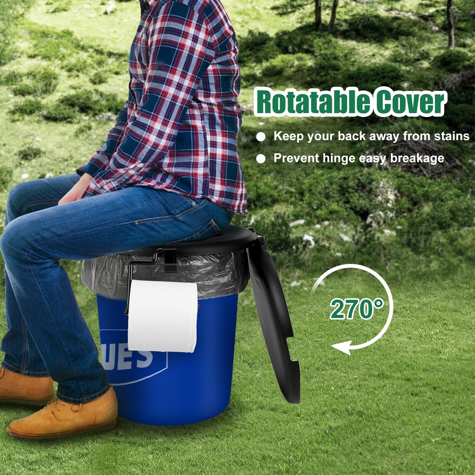US-FREESHIP Portable Toilet Seat for 5 Gal Buckets with Lid and Toilet Bags