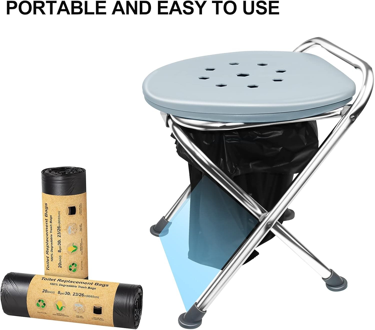 40 Count Toilet Replace Bags 8 Gallon 30 Liter Heavy Duty 1 Mil Compost Bags