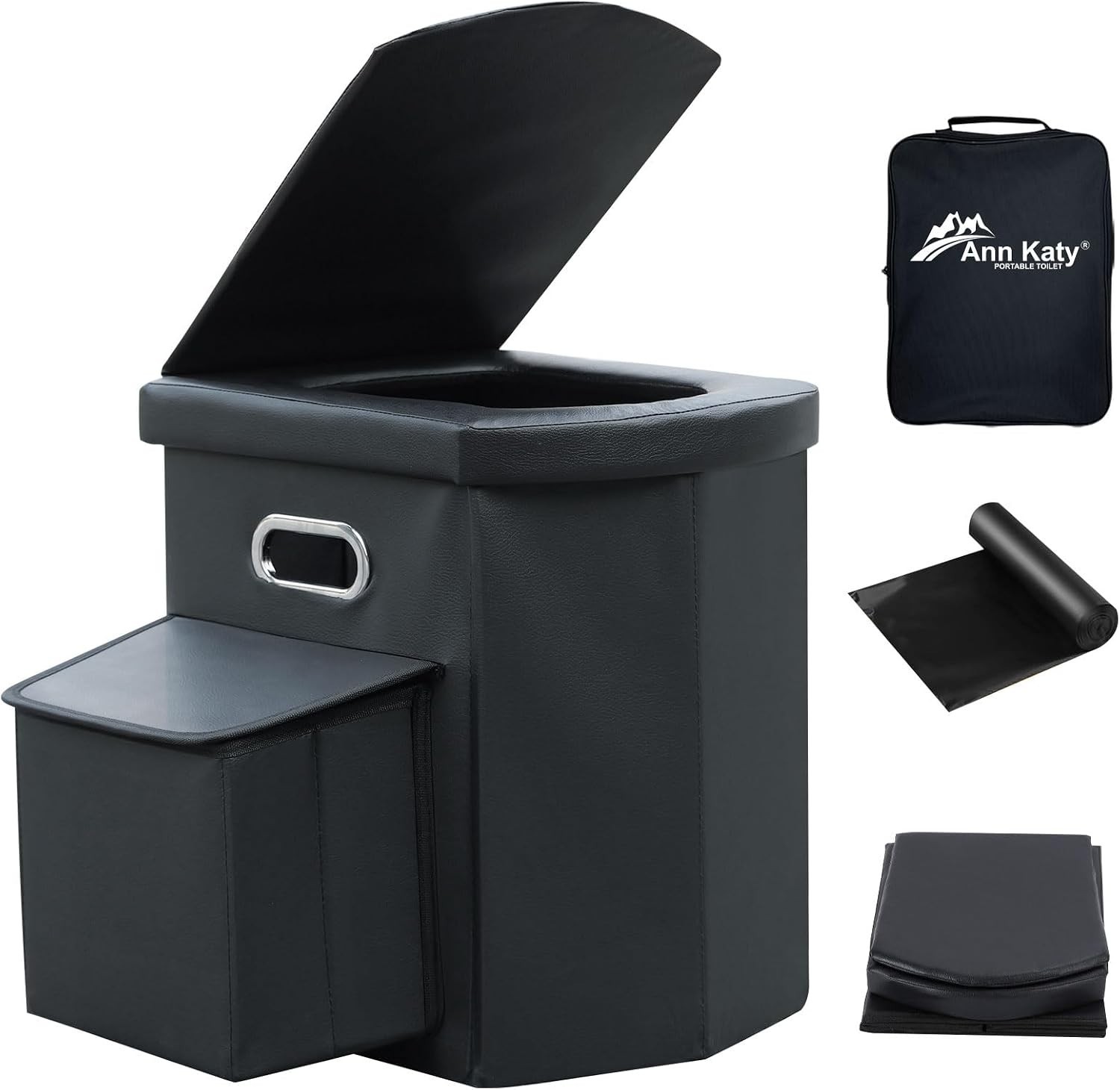 16.1 Inch Portable Toilet – Skin-Friendly Leather for Ultimate Comfort