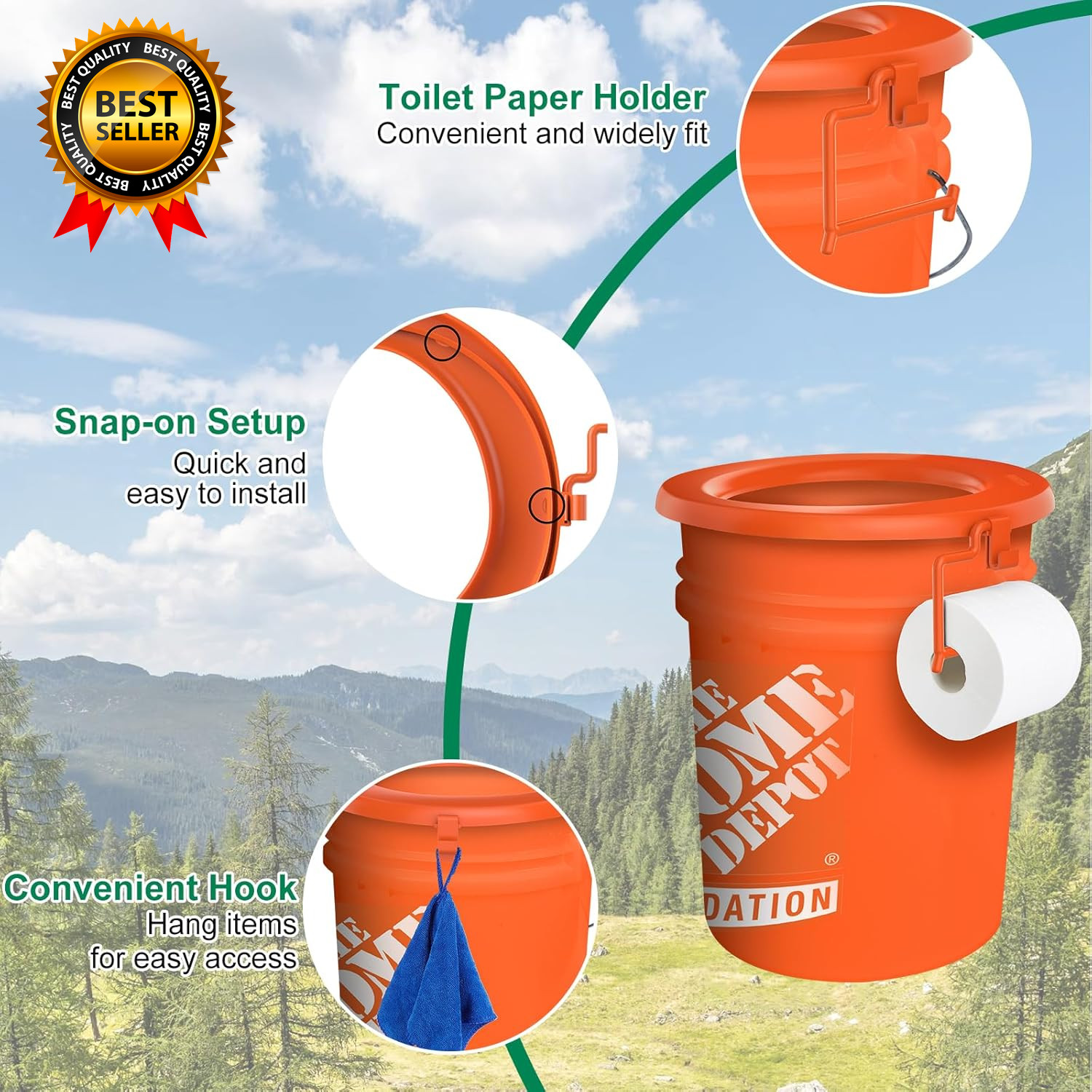 Bucket Toilet Seat Portable Toilet Seat for 5 Gal Buckets Camping Toilet Seat