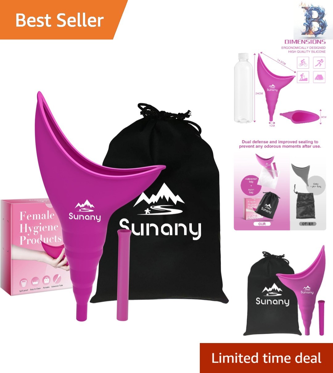 Portable Female Urinal with Silicone Funnel – Hygienic Travel Solution