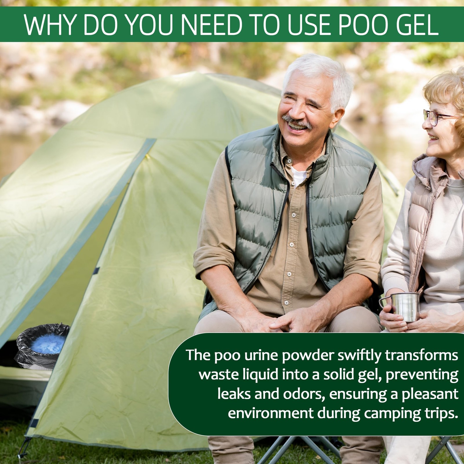 30pcs Portable Toilet Absorbent Gel with 40pcs 6 Gallon Camping Toilets Bags,…