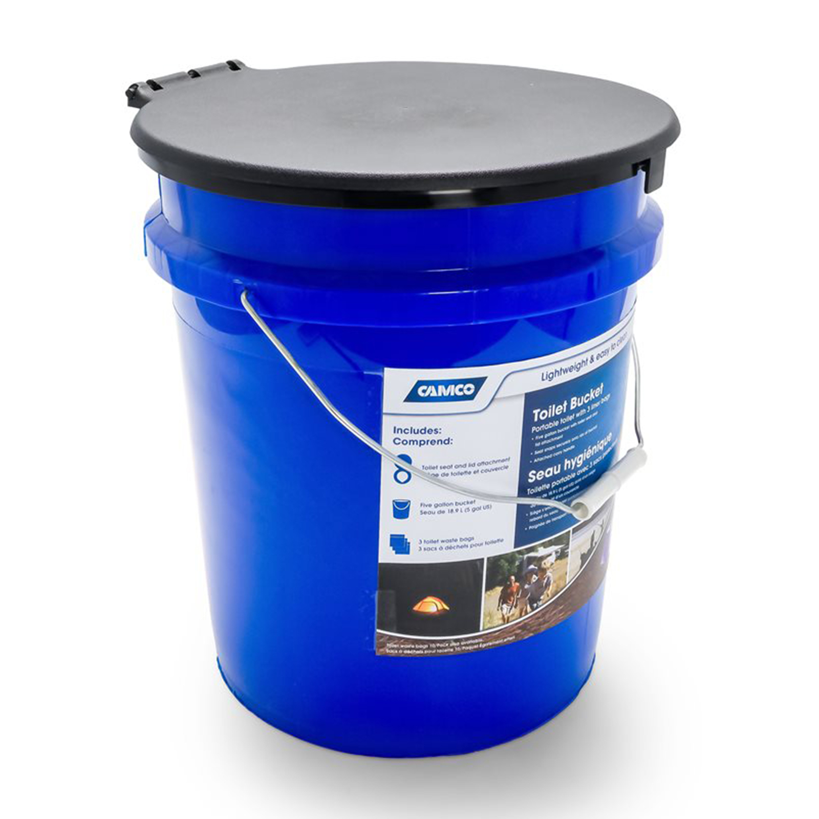 Camco RV Portable Outdoor 5 Gallon Toilet Bucket Kit with Seat & Lid Attachment