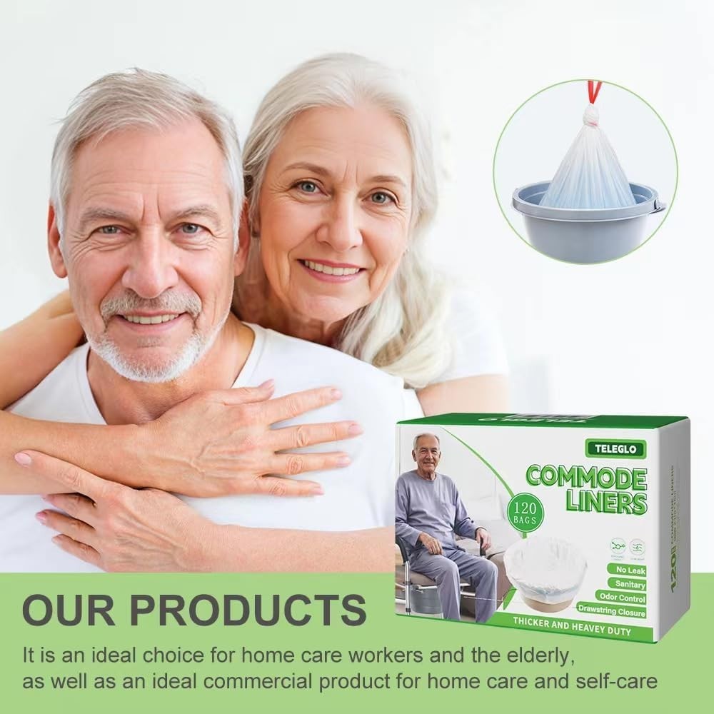 Commode Liners 120PCS Bedside Disposable-Portable Toilet White