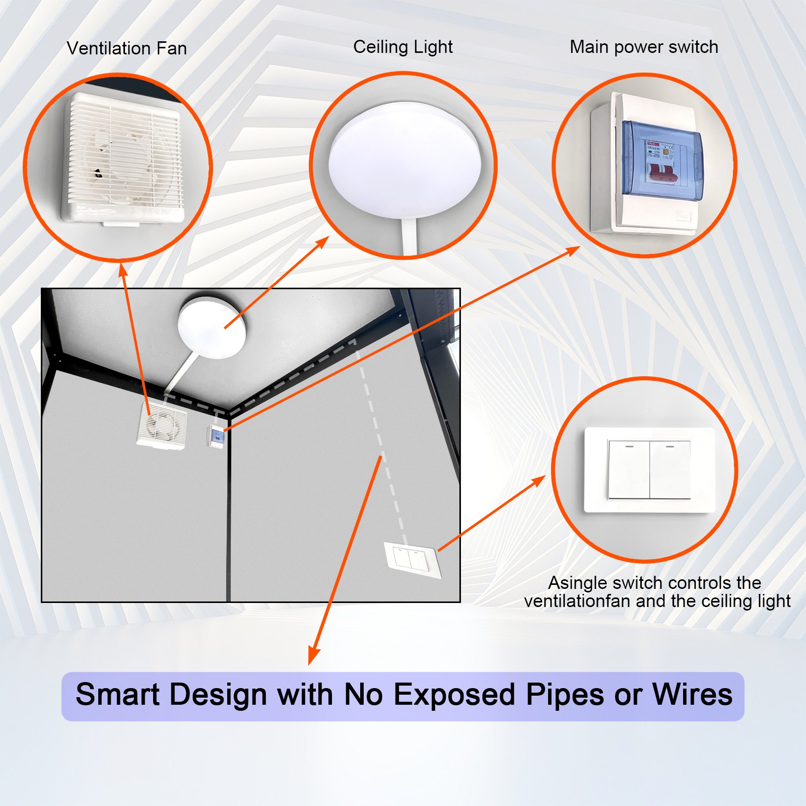 Heavy Duty Steel Portable Toilet Cabin Outdoor Restroom with Sink Light Vent Fan