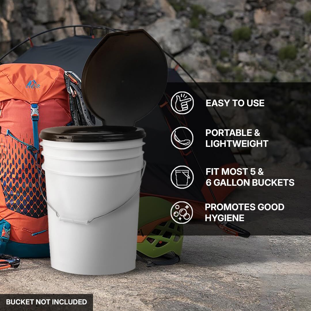 Premium Portable Camping Toilet Seat with Lid for Camping, Hiking, Emergencies