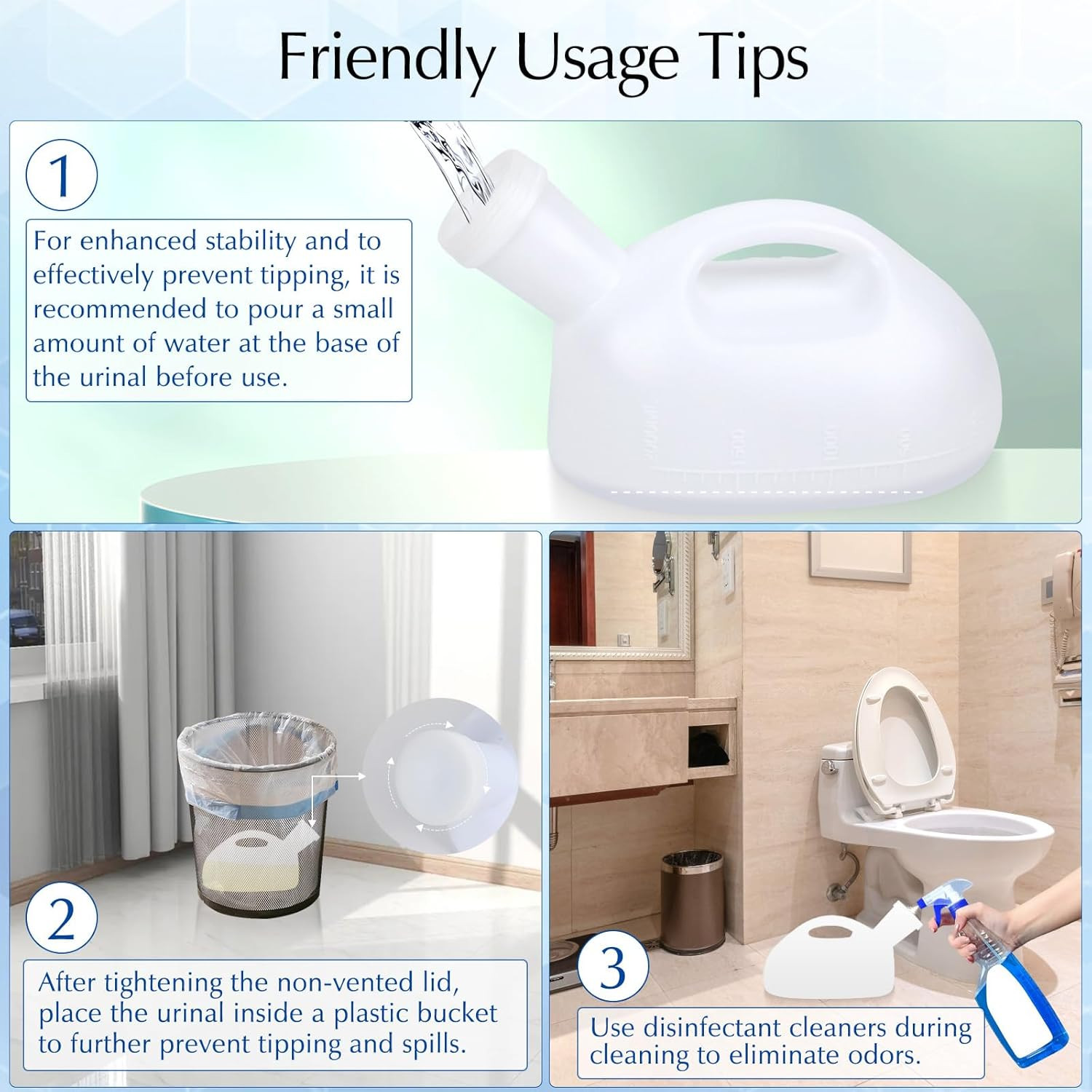 Portable Urinals for Men, OOCOME Men Urinal Bottle Spill Proof Reusable Male Pee