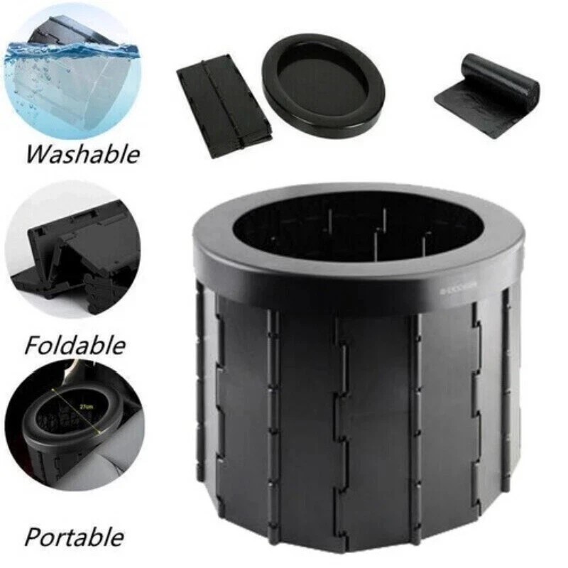 Portable Folding Car Toilet Outdoor Travel Emergency Toilet Camping Black ！