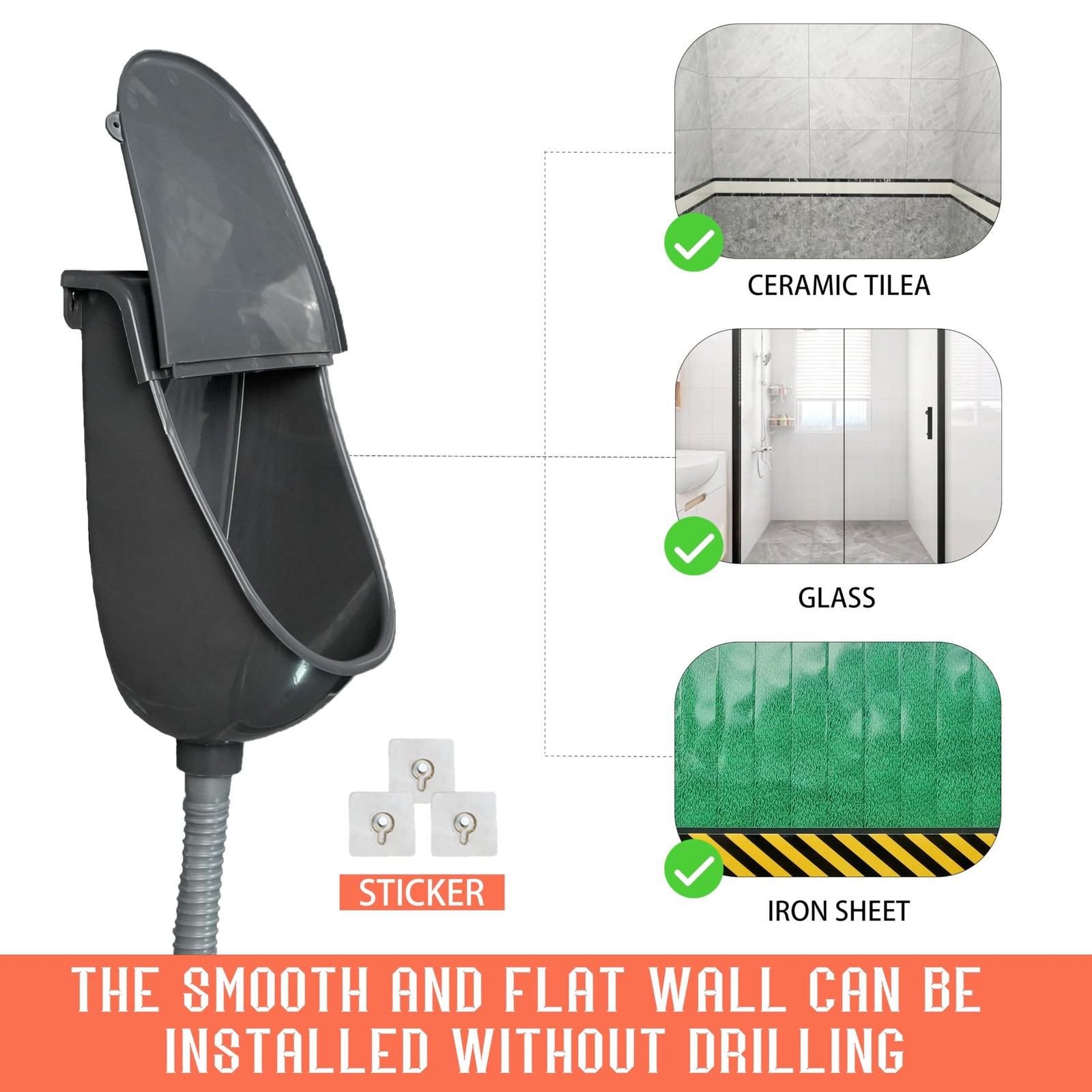 Wall Mounted Commercial Urinal With Cover Bathroom Washout Urinal for Men