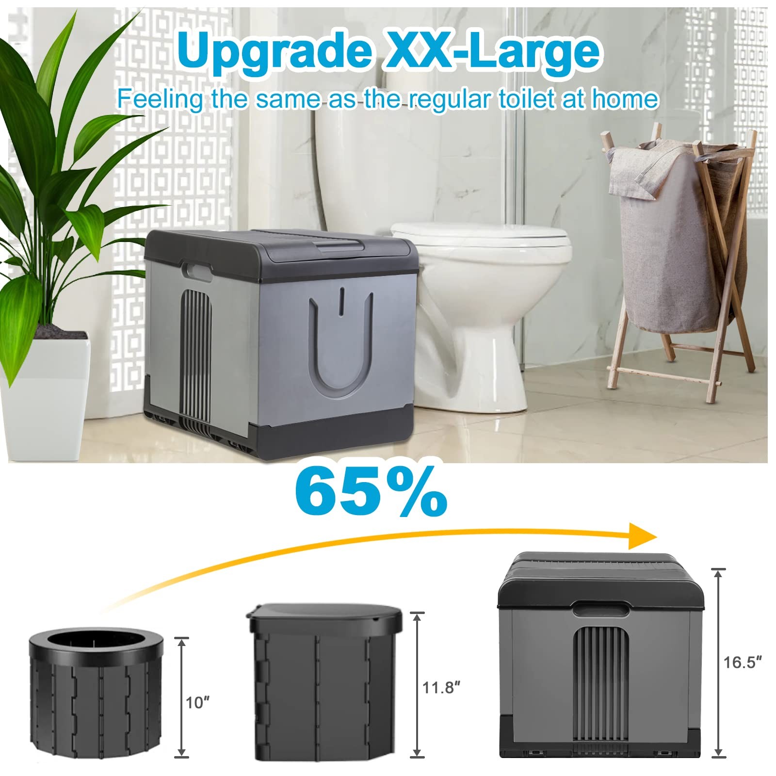 XXL Portable Foldable Toilet for Camping, Hiking, Boating, Travel, and Home Use