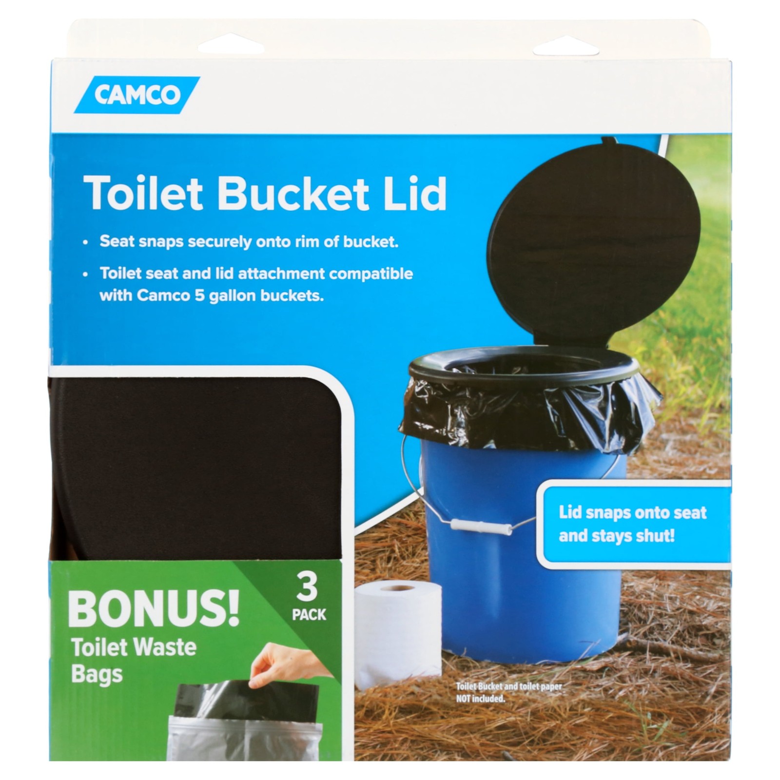 RV Toilet Bucket with Lid and Leak Proof Waste Bags (41546)