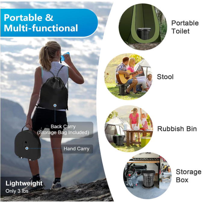 Retractable Portable Toilet Camping Toilet – Adjustable Height Camp Toilet Porta