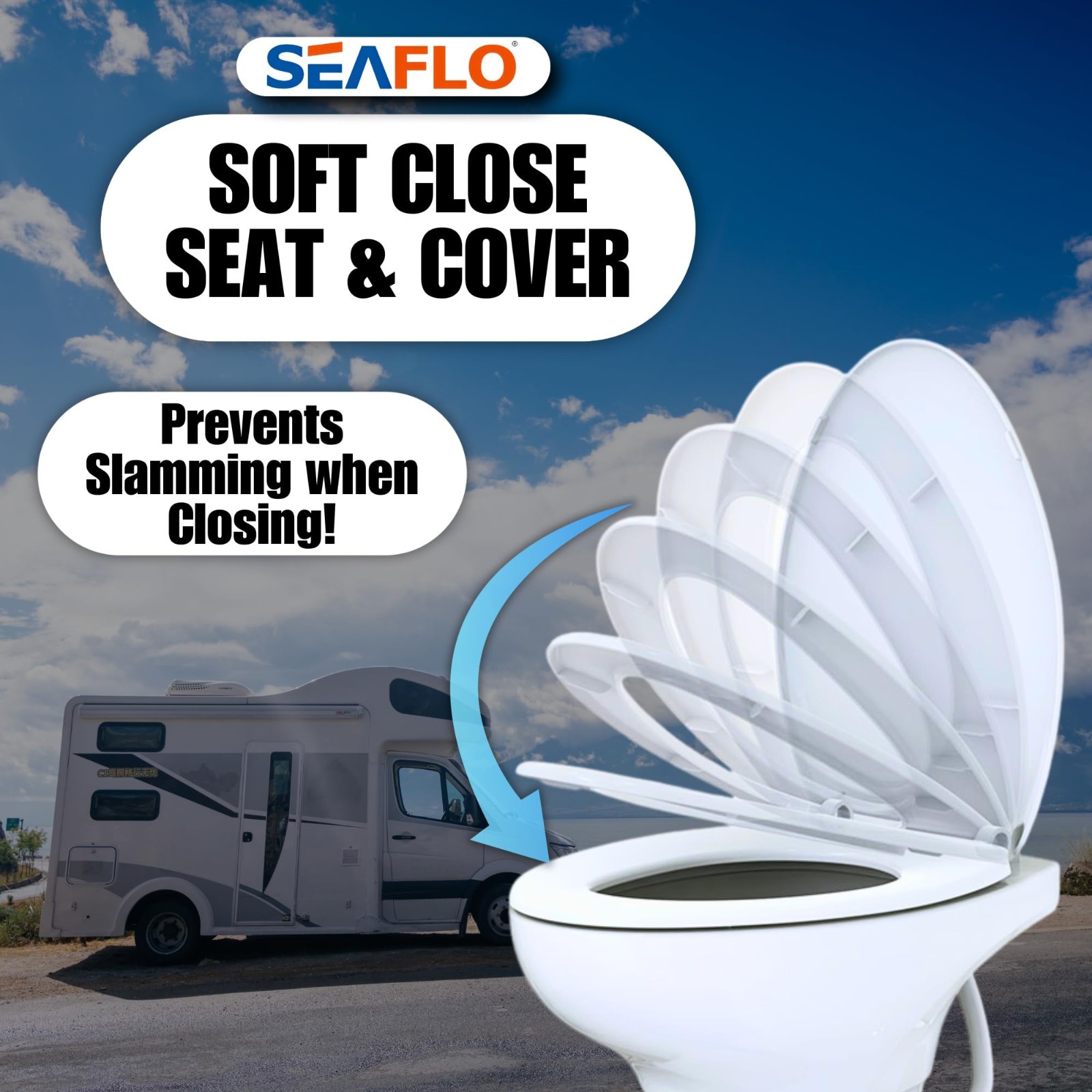 SEAFLO Ceramic Residential Height Camper/RV Toilet with Sprayer Attachment