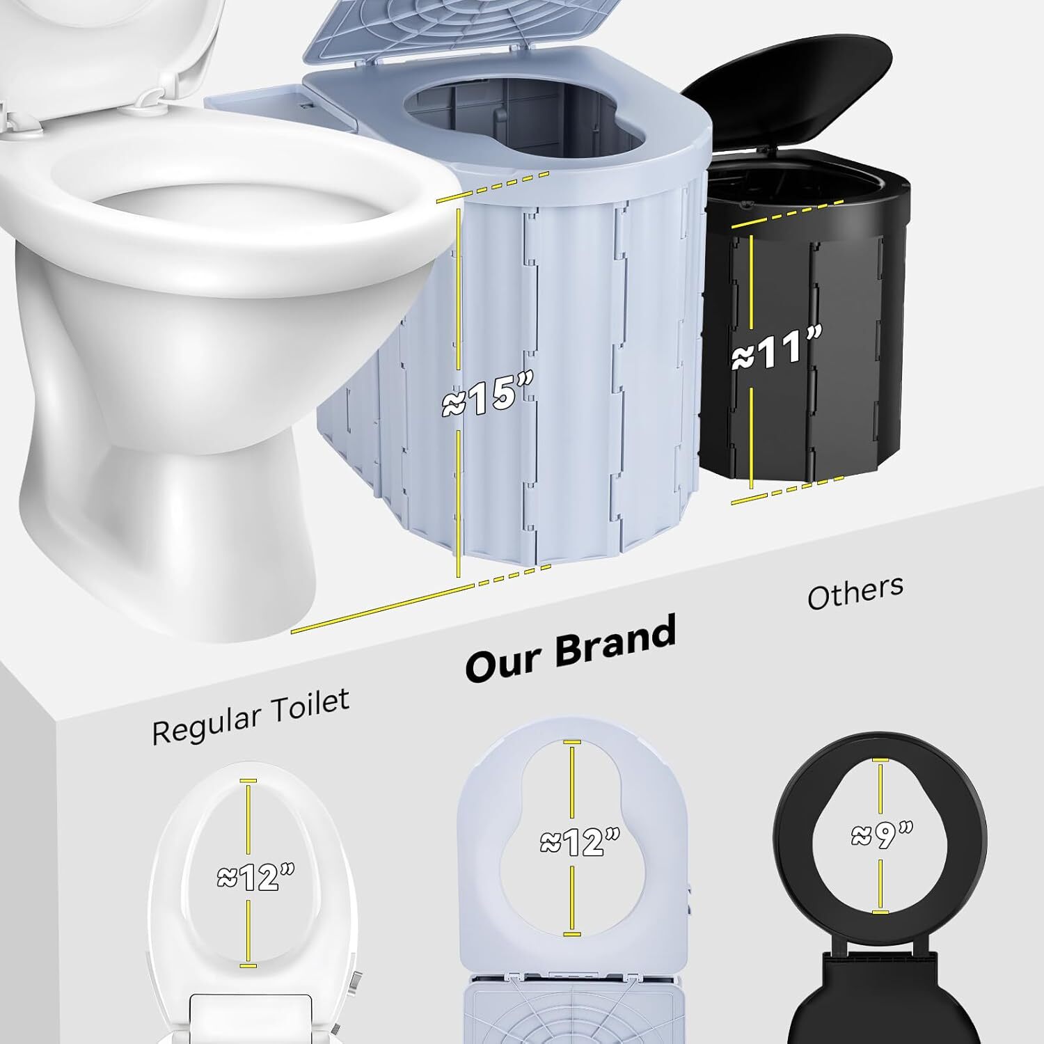 Upgrade XL Portable Toilet for Adults Extra Large Portable Travel Floding Toilet