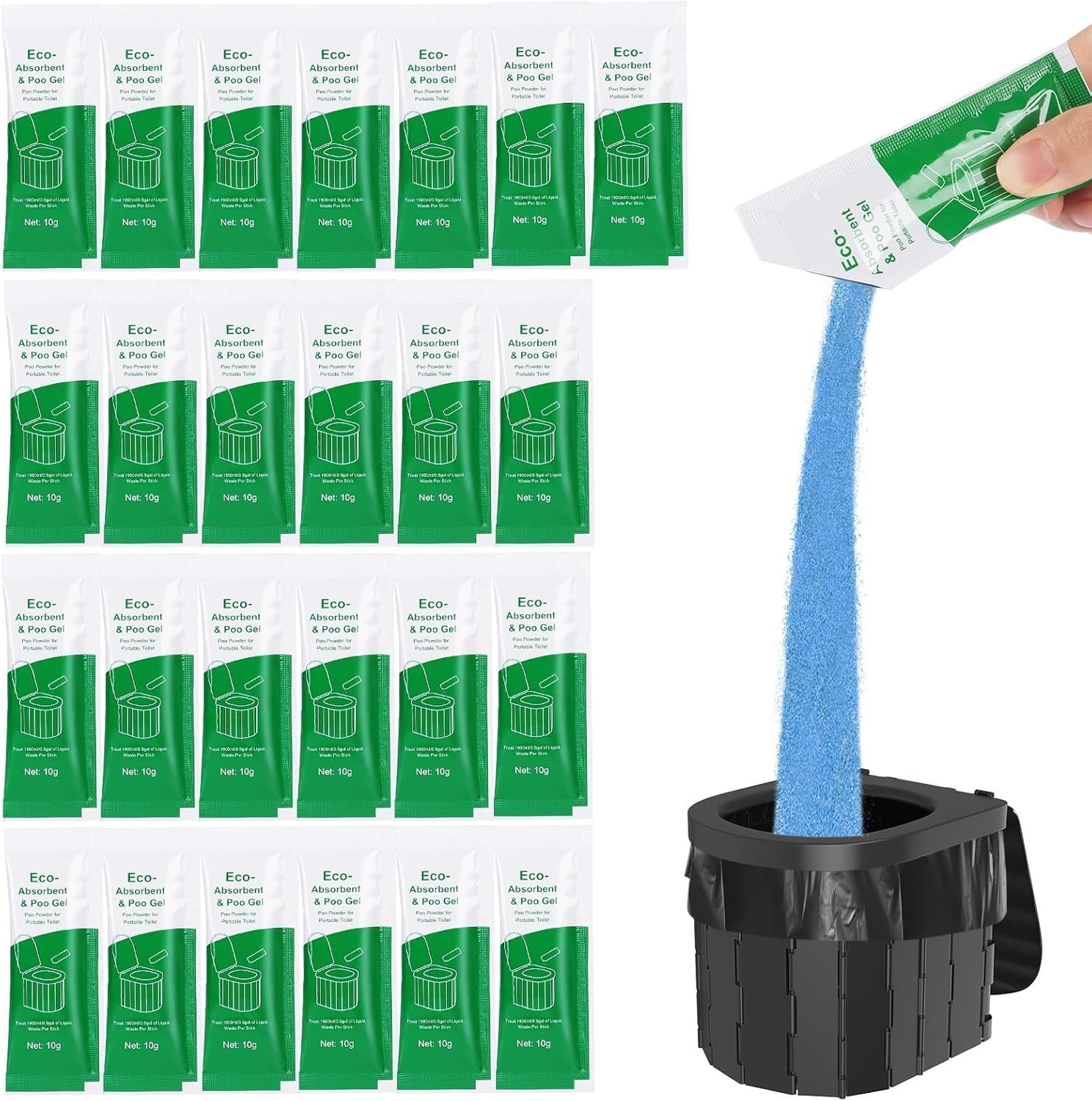 25Pack Poo Powder for Portable Toilet, Camping Toilet Chemicals Degradable Ab…
