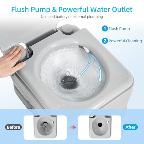 3.2 Gallon Portable Toilet for 3.17 Gal Single Watwer Outlet+Press Flush Pump