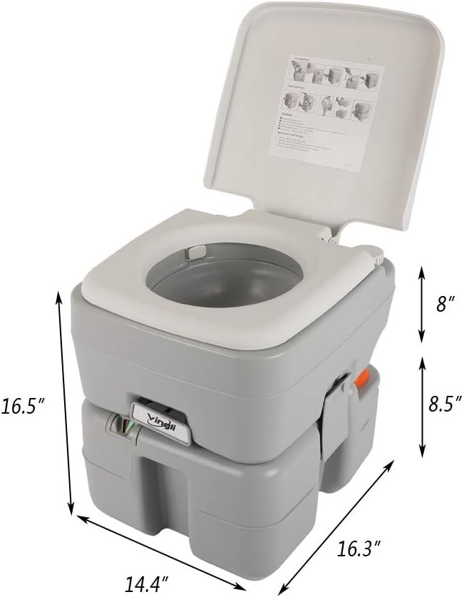 5.3 Gallon Detachable Portable Toilet with Carrying Bag – Perfect for Road Trips