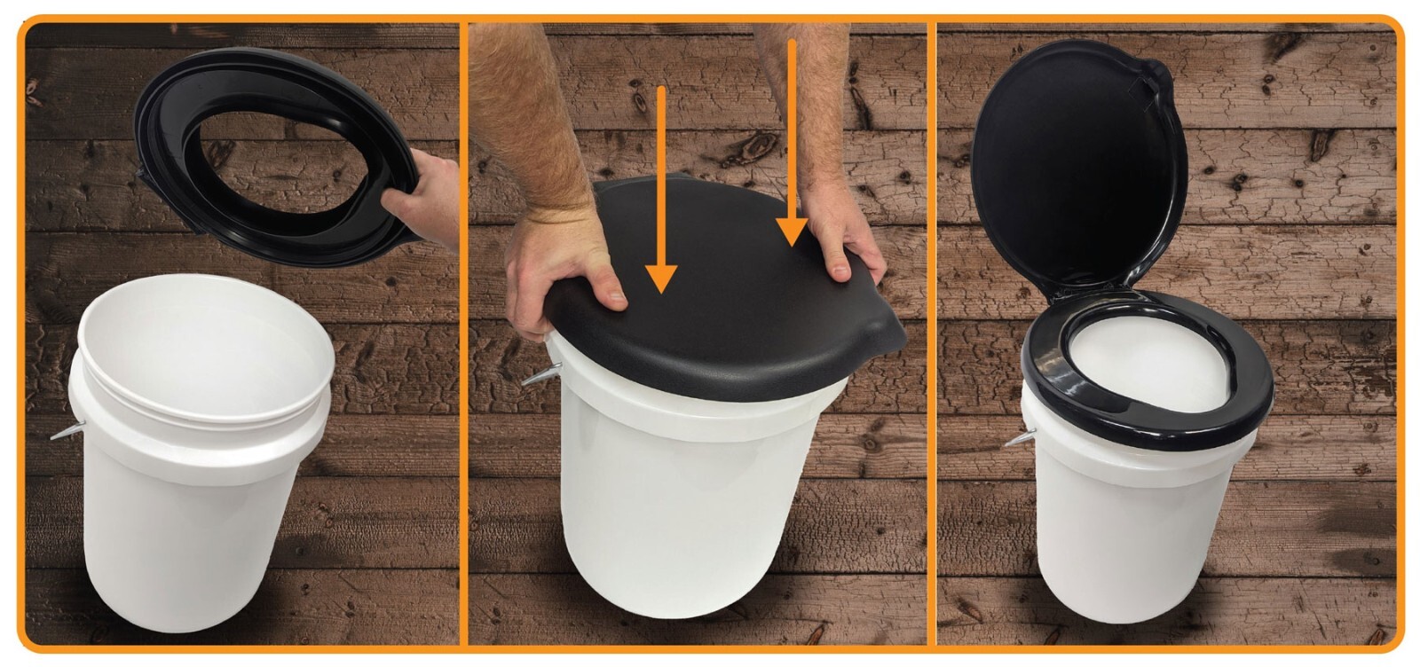 Portable Toilet Seat for 5 Gal Buckets with Lid Black Plastic Camping Outdoors