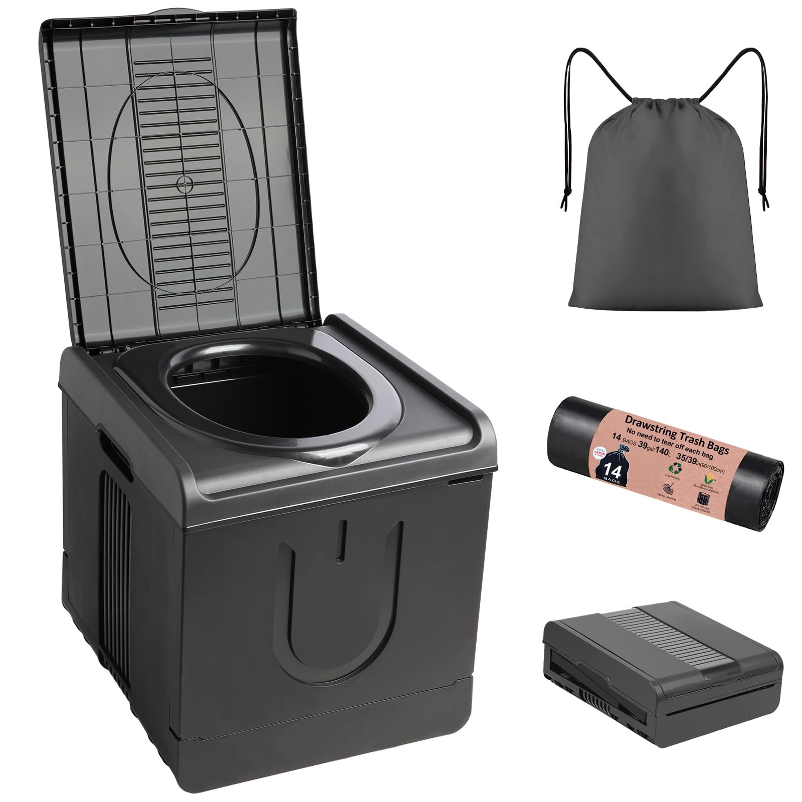 Portable Camping Toilet Foldable Travel Potty Heavy Duty Indoor Outdoor Commode