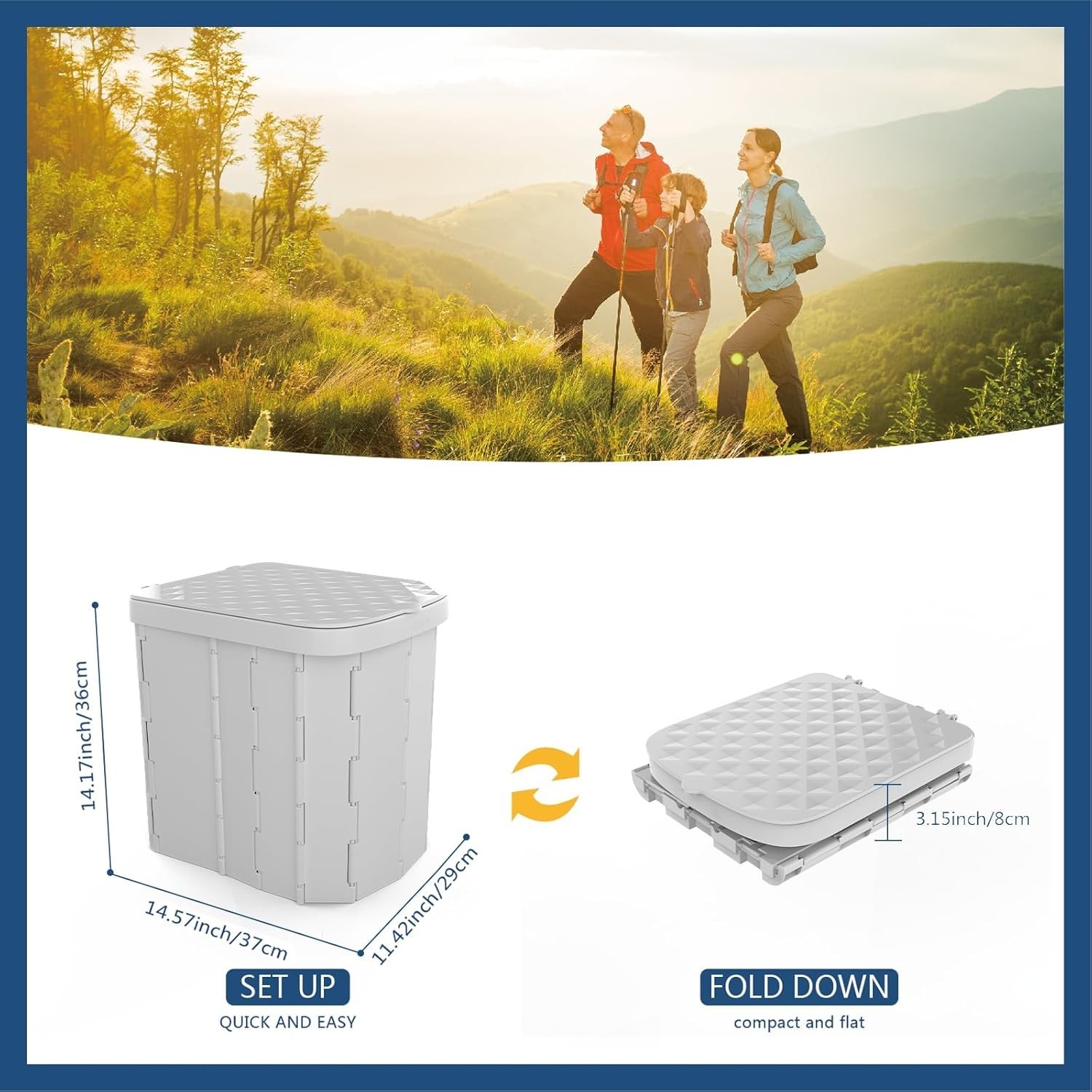 Portable Camping Toilet for Adults XL Portable Folding Toilet with Lid,Travel…